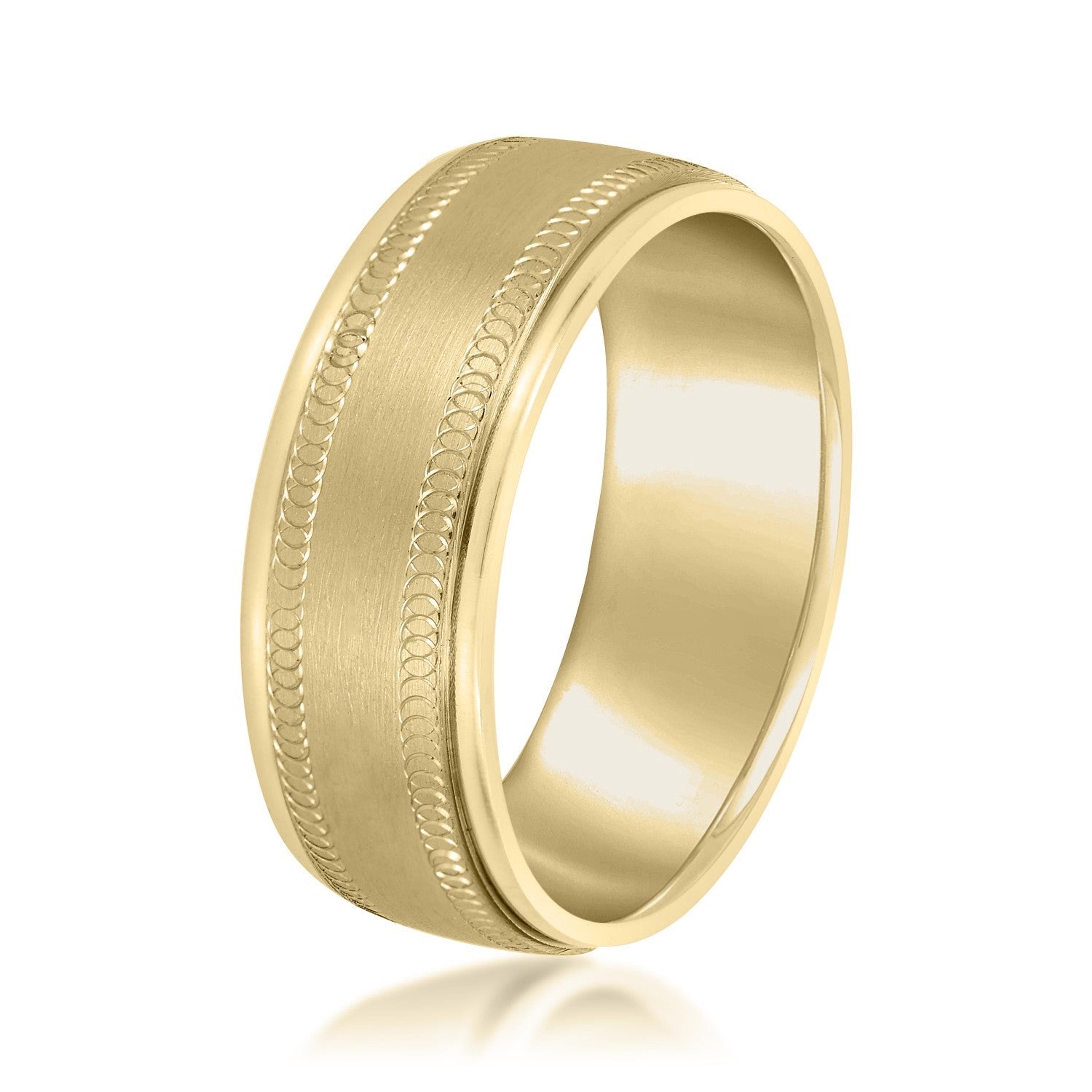 Men's Fine Etched Classic Wedding Band