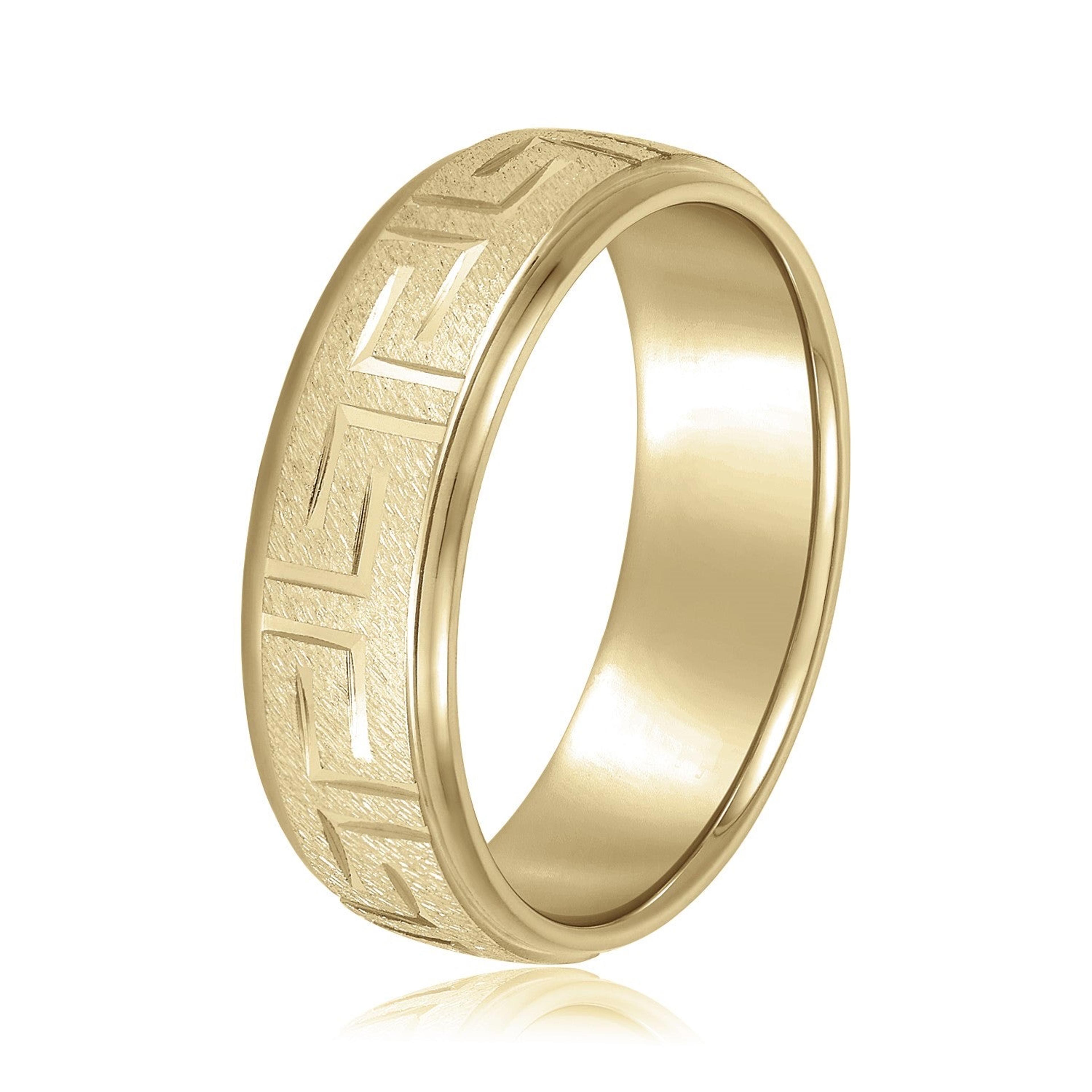 Greek Key Design Men's Wedding Band