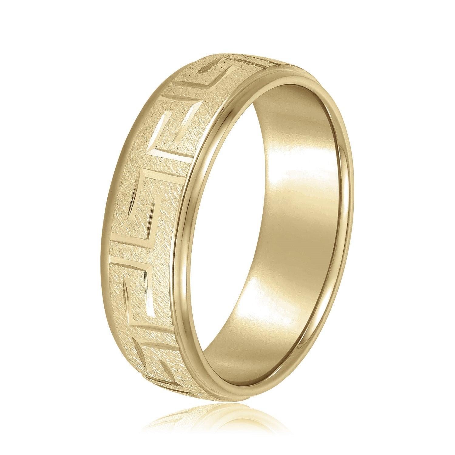 Greek Key Design Men's Wedding Band
