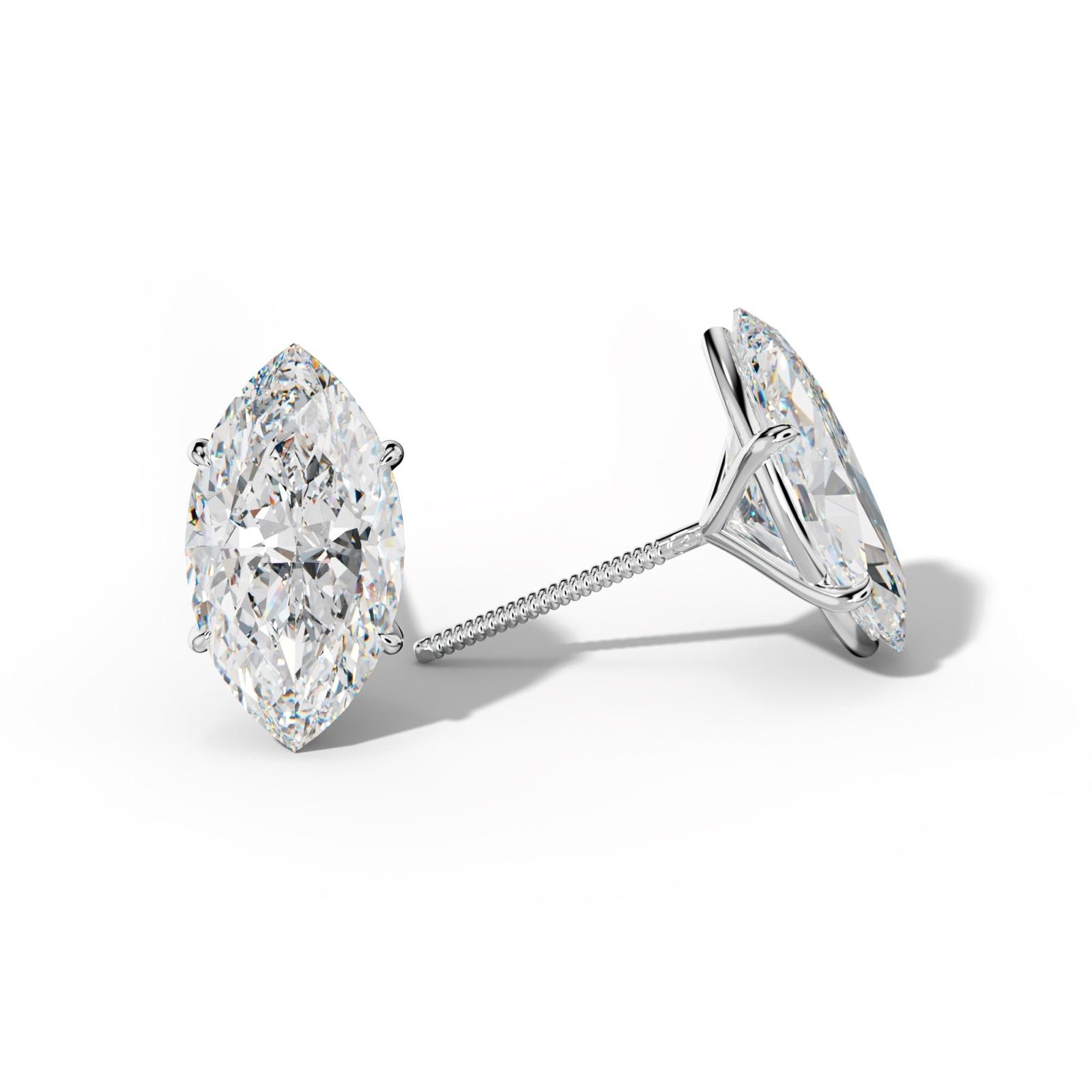 Marquise Diamond Stud Earrings With Four Prong Martini Settings