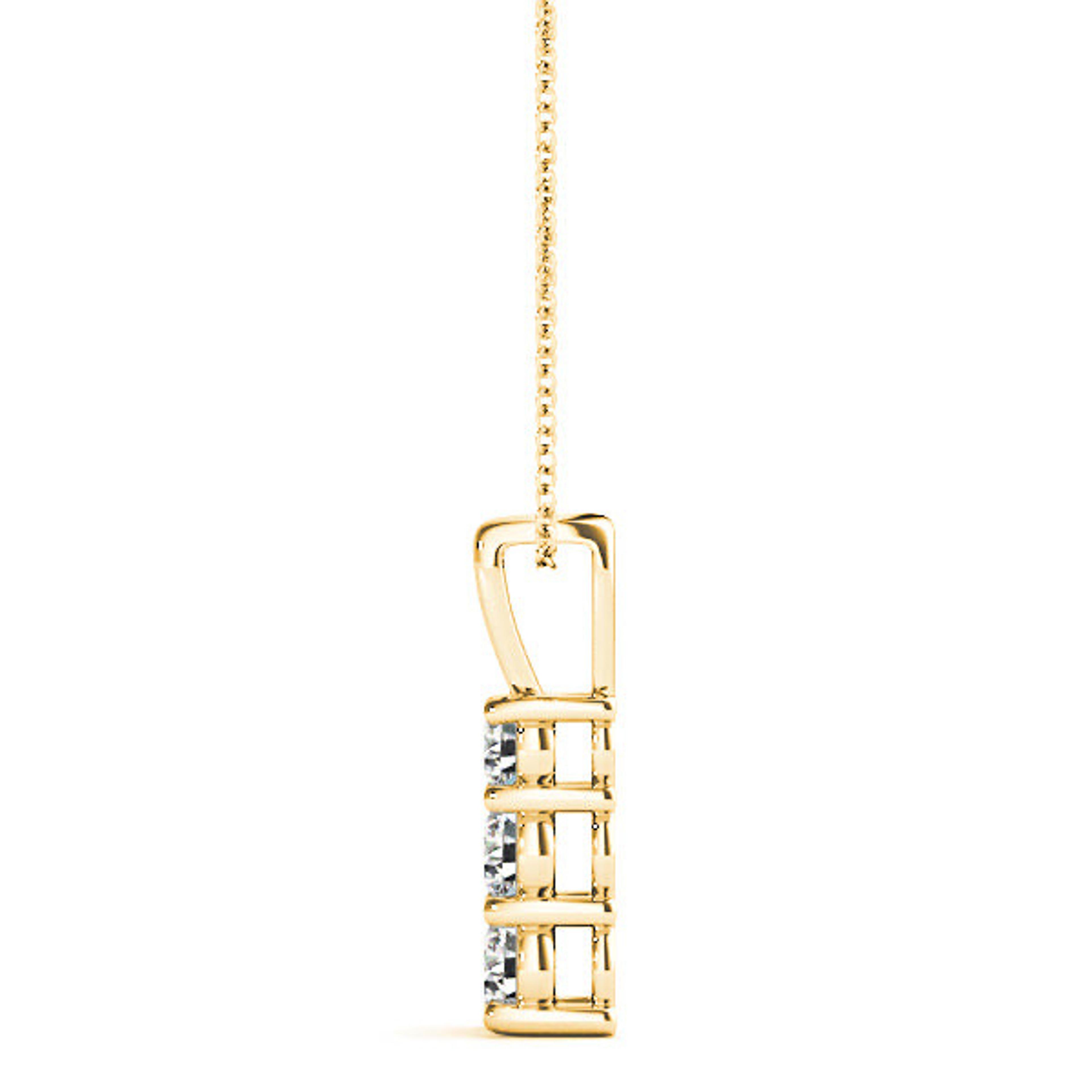 Graduated 0.35 ctw Diamond Three Stone Necklace Pendant-VIRABYANI