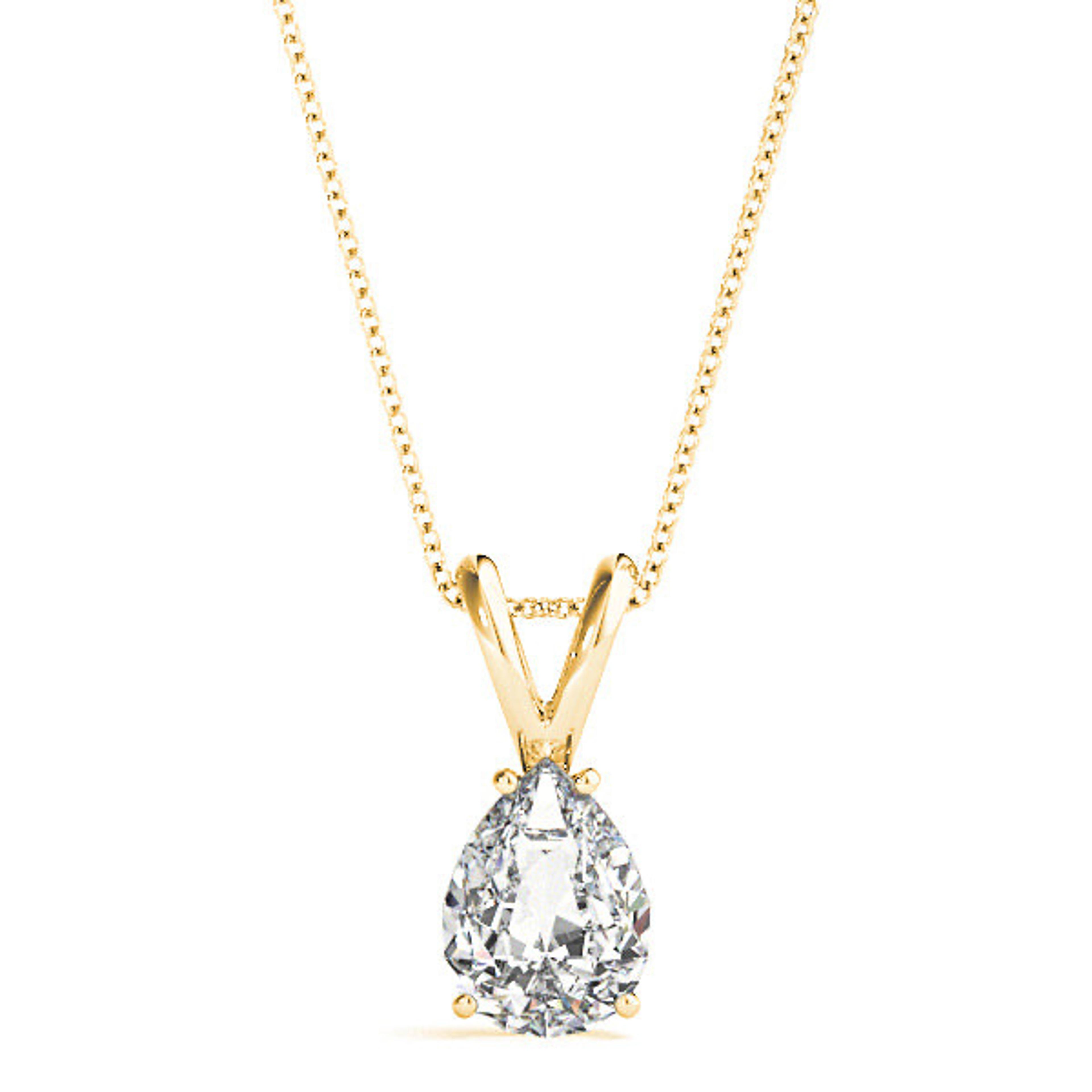 Pear Shape Diamond Solitaire Necklace Pendant-VIRABYANI