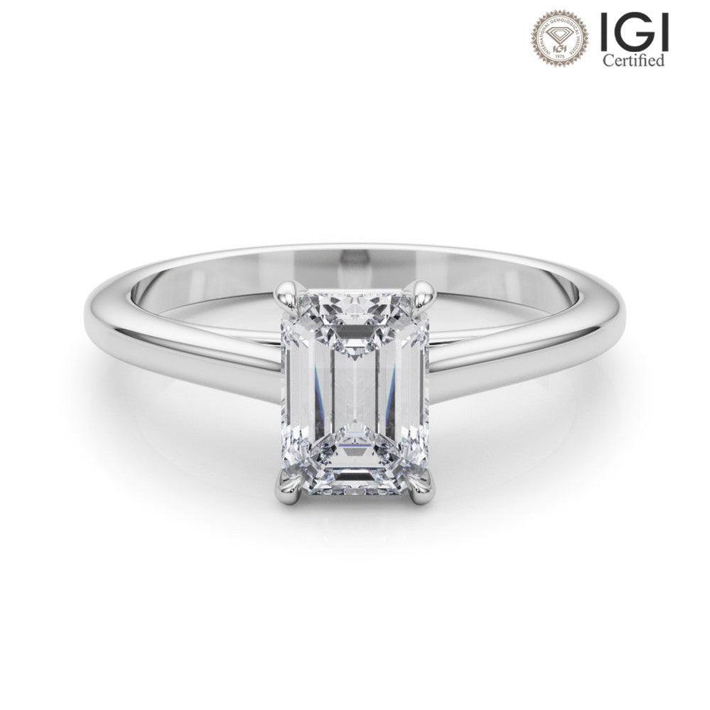 Amelia Emerald Lab Grown Diamond Solitaire Engagement Ring IGI Certified