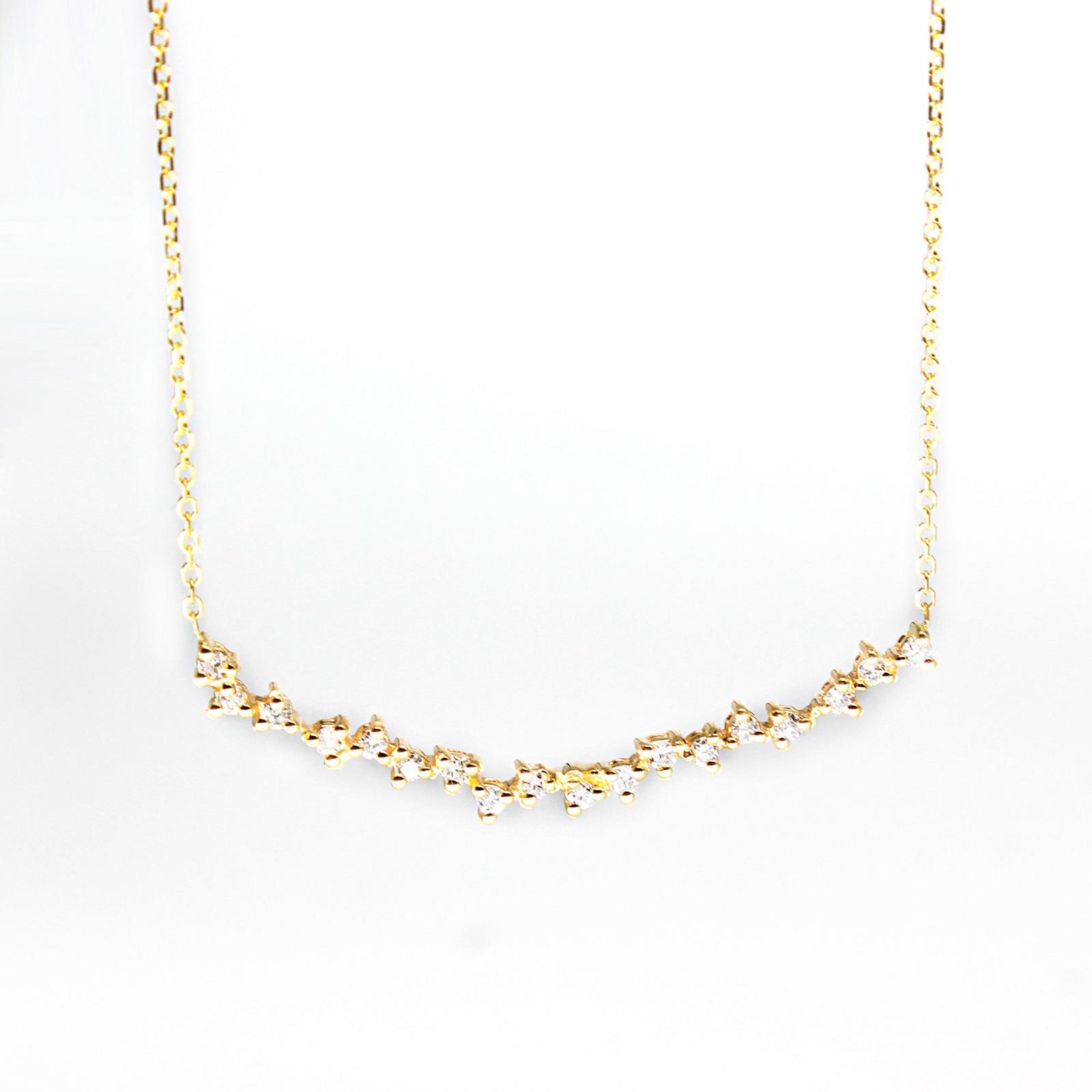 0.27ct. Curved Cluster Diamond Necklace-VIRABYANI