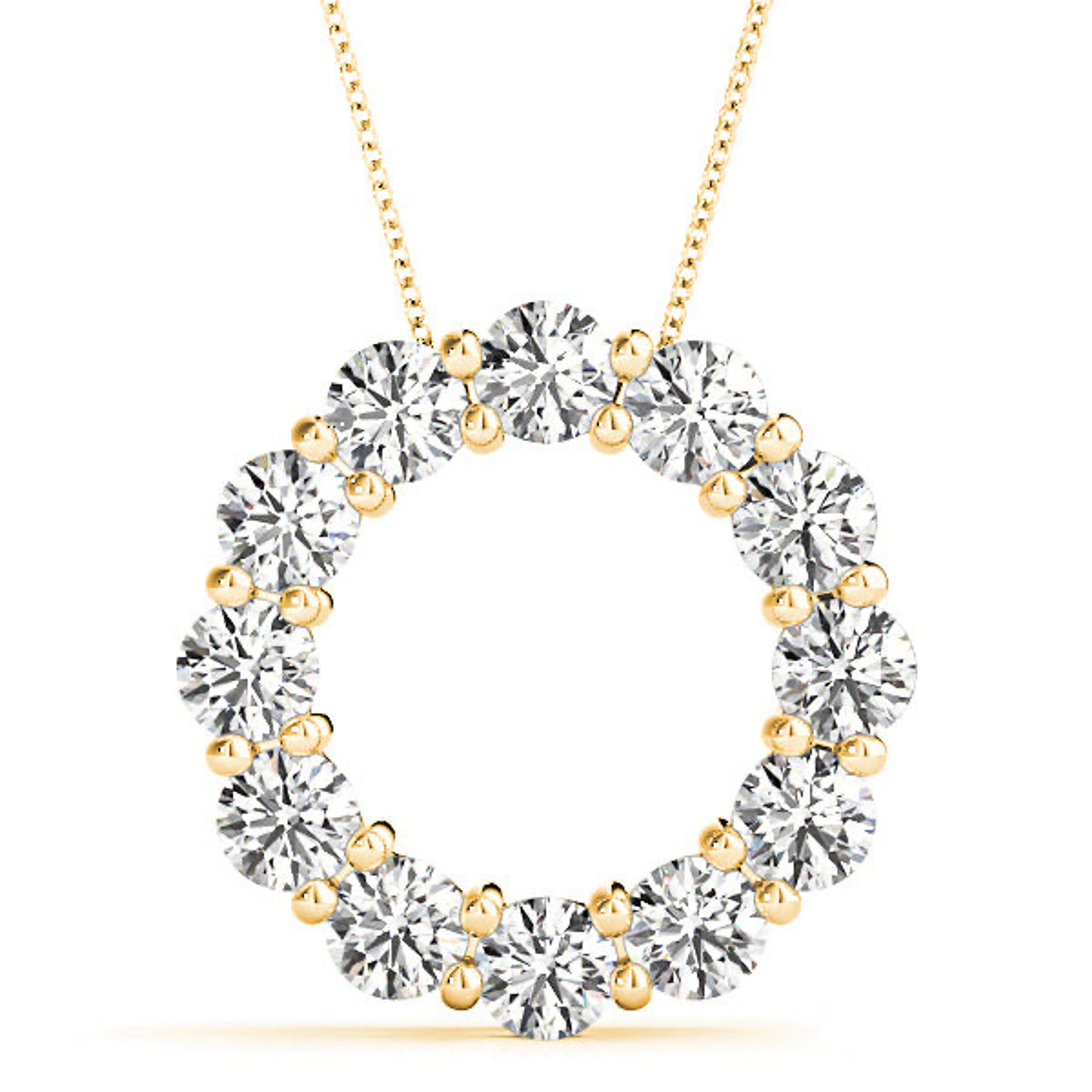 3.0 ctw Diamond Circle Necklace Pendant Shared Prong Set-VIRABYANI