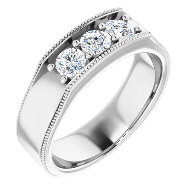 0.75 ctw Round Diamond Milgrain Accent Men's Ring