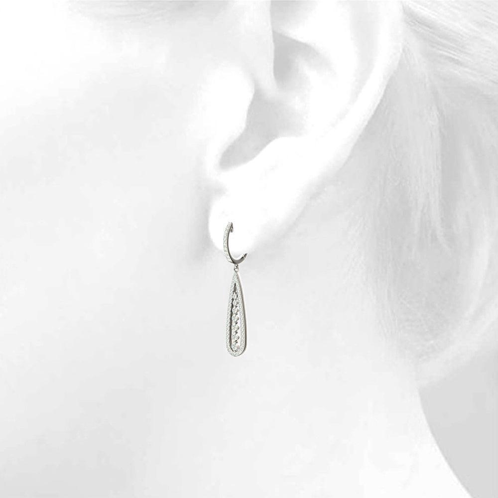0.75 ctw Diamond Modern Tear Drop Shape Earrings-VIRABYANI