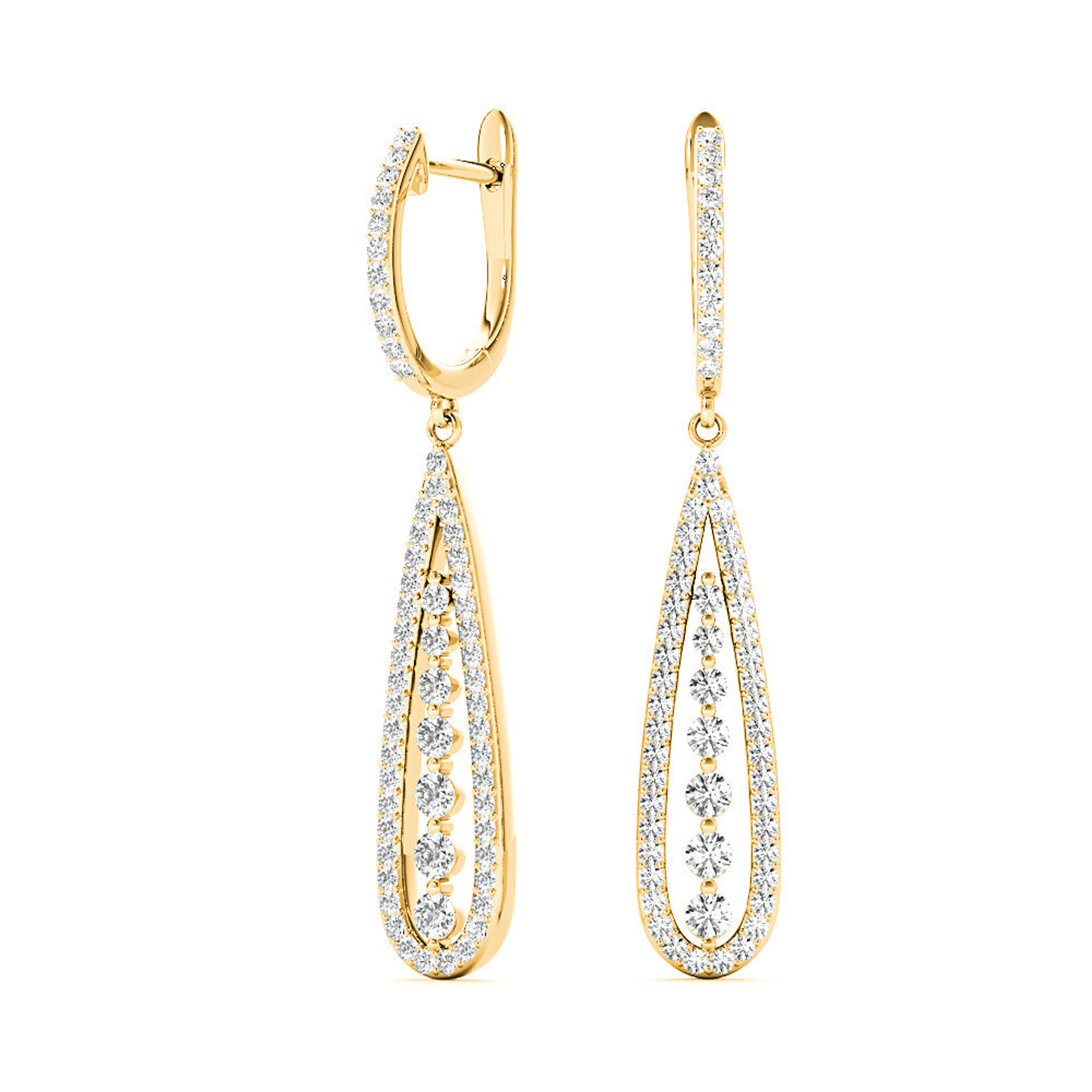 0.75 ctw Diamond Modern Tear Drop Shape Earrings-VIRABYANI
