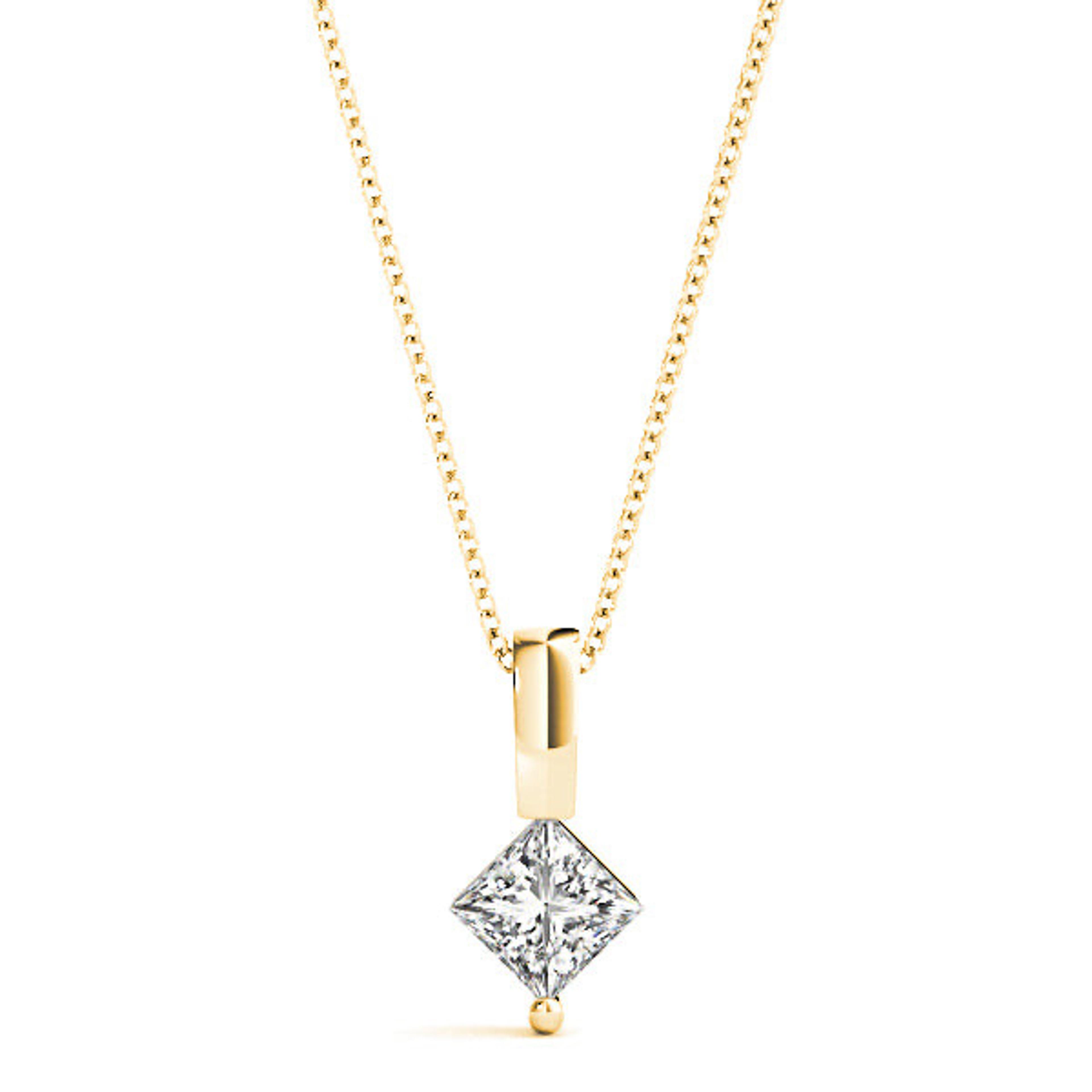 Princess Cut Diamond Solitaire Necklace Pendant-VIRABYANI