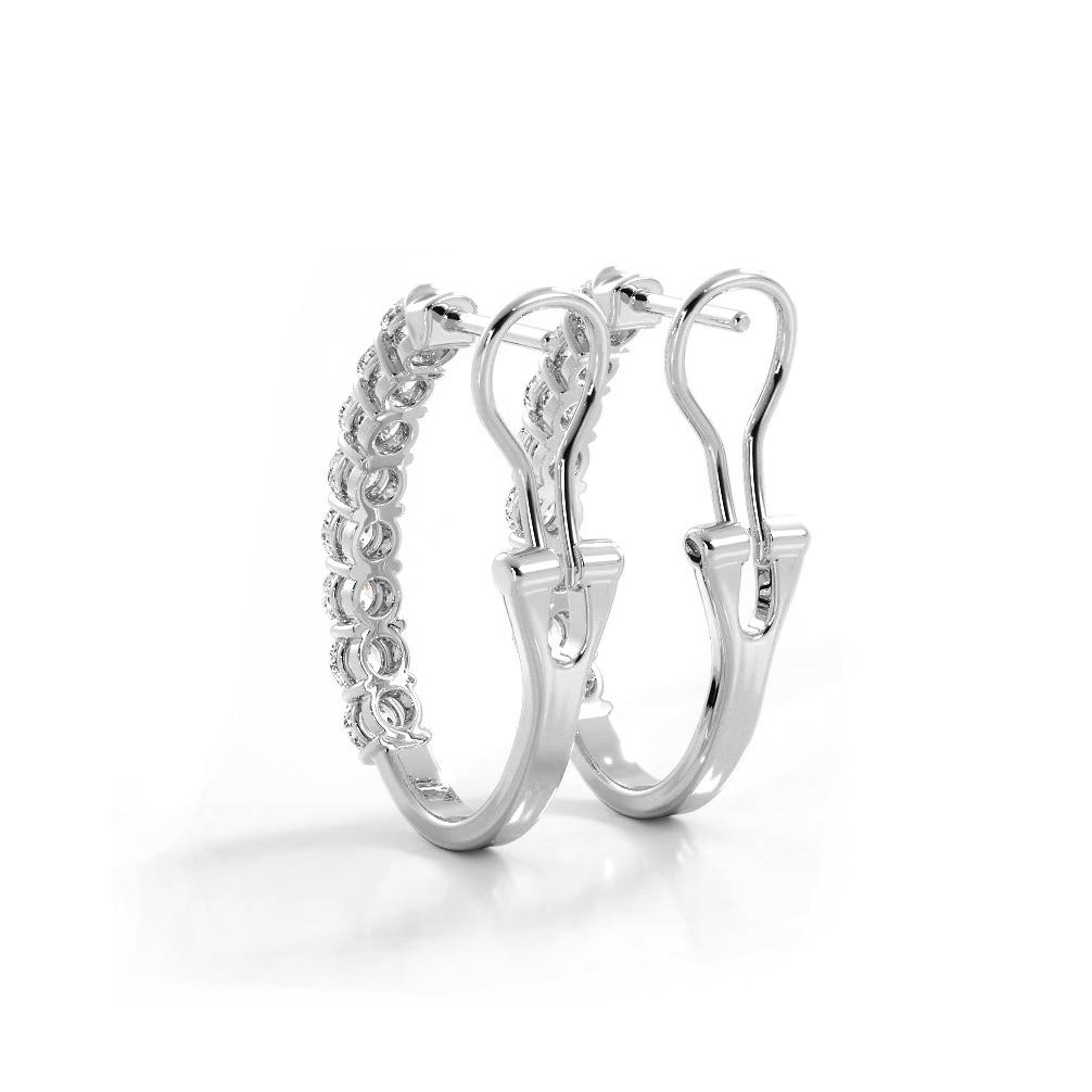 1.0 ct. Bar Set Round Diamond Oval Shaped Hoop Earrings