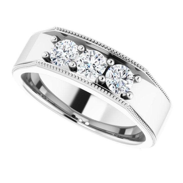 0.75 ctw Round Diamond Milgrain Accent Men's Ring