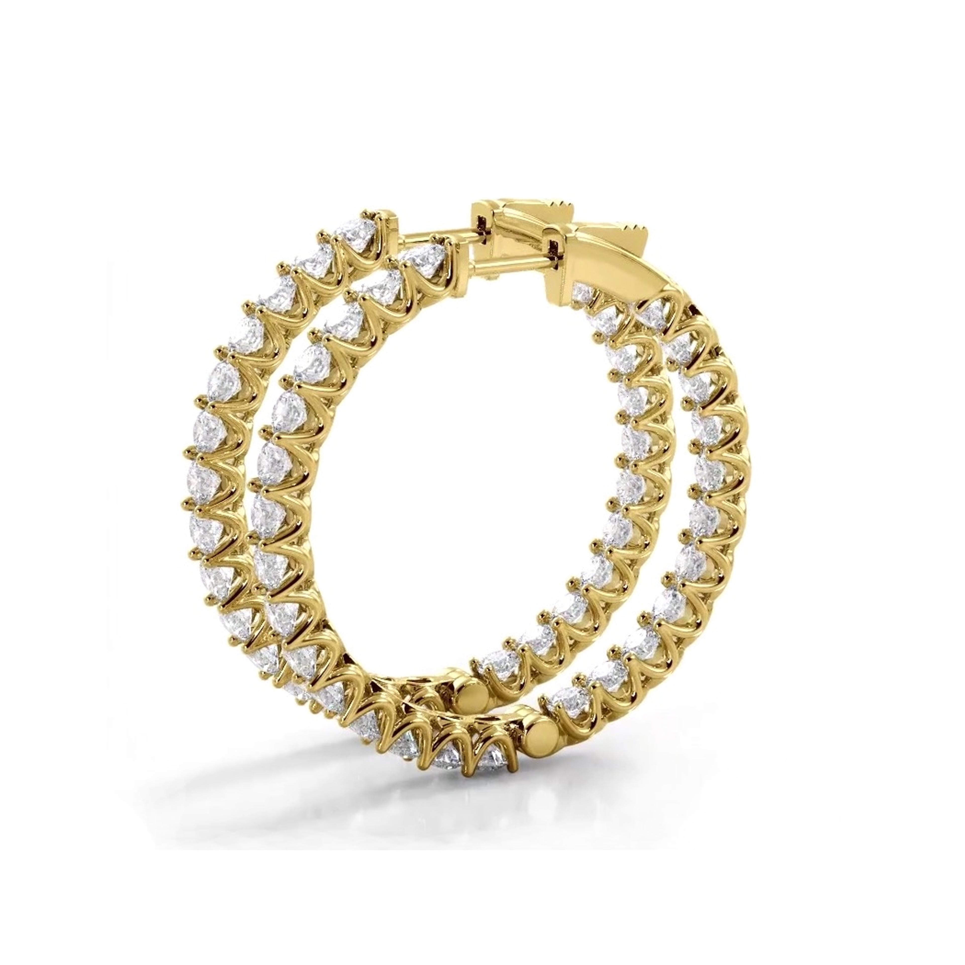 2.30 ctw. Inside Out U Prong Diamond Medium Hoop Earrings
