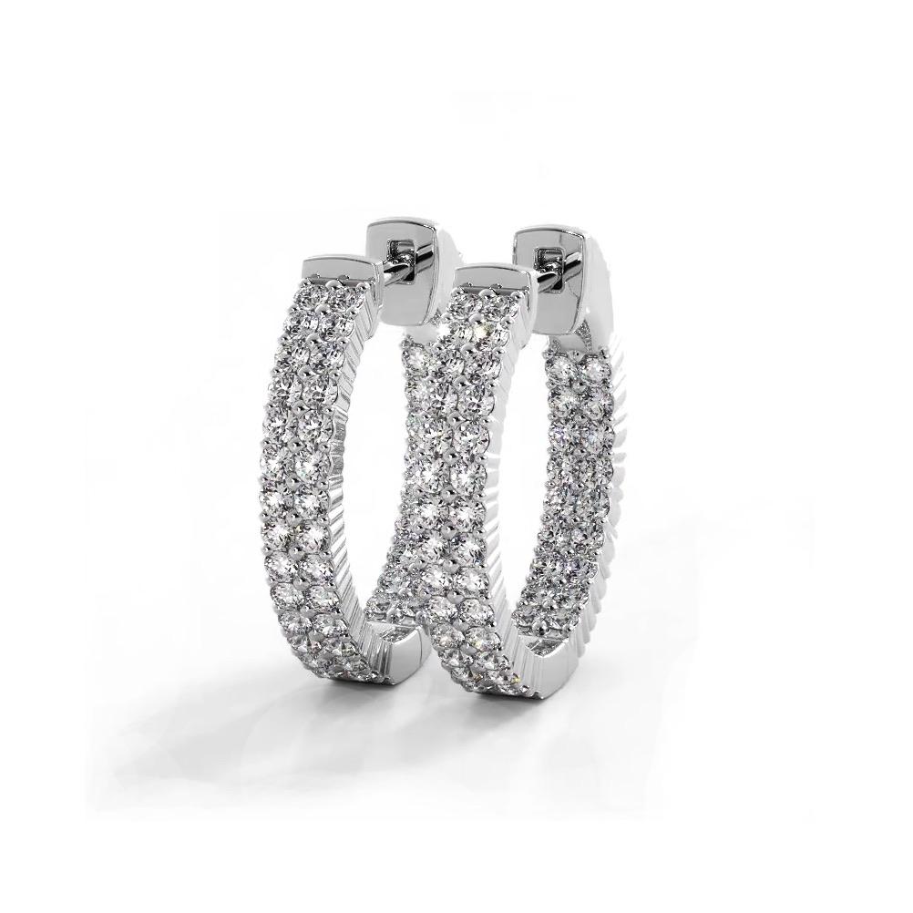 1.20 ctw. Double Row Inside Out Diamond Petite Hoop Earrings