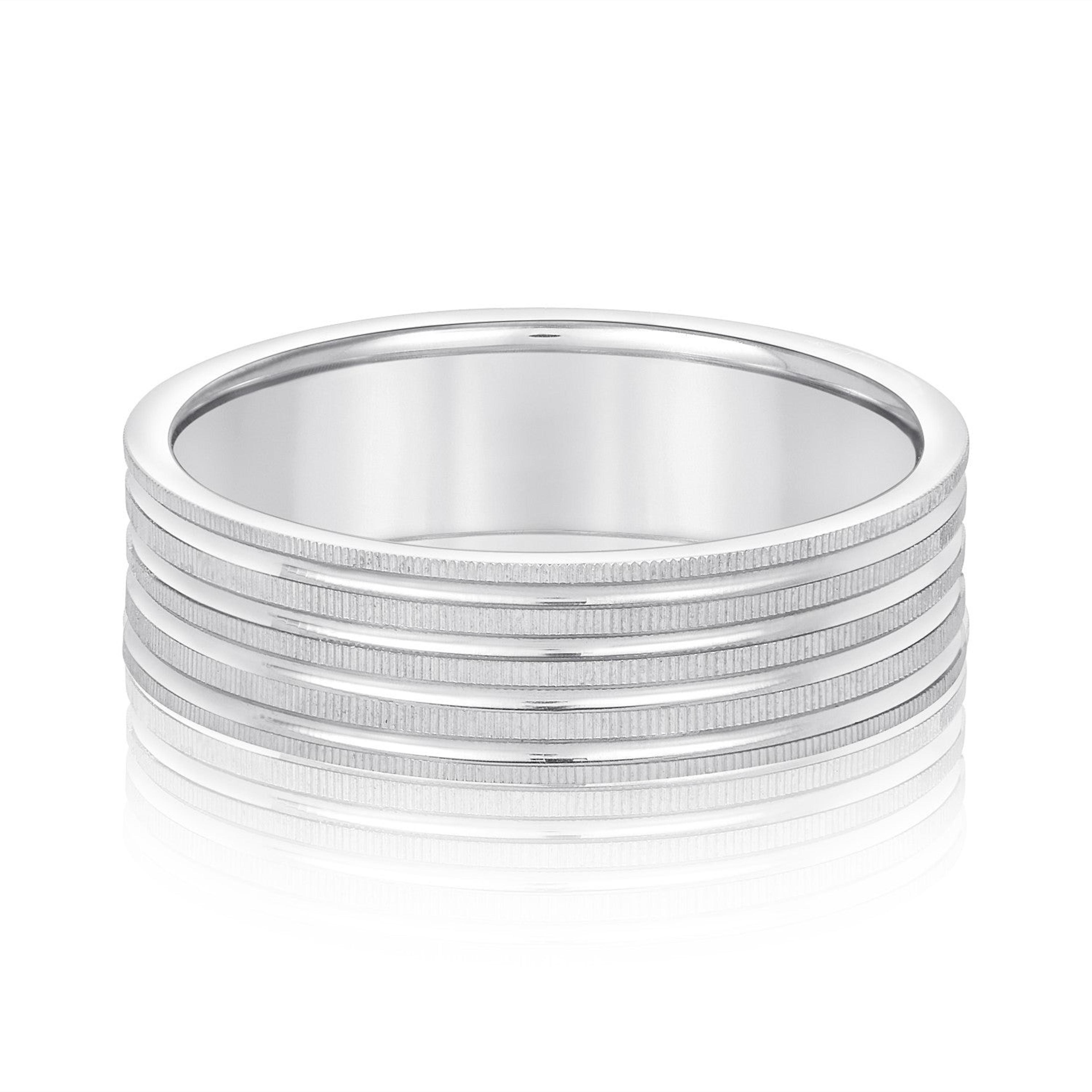 Men's Grooved Textured Wedding Band