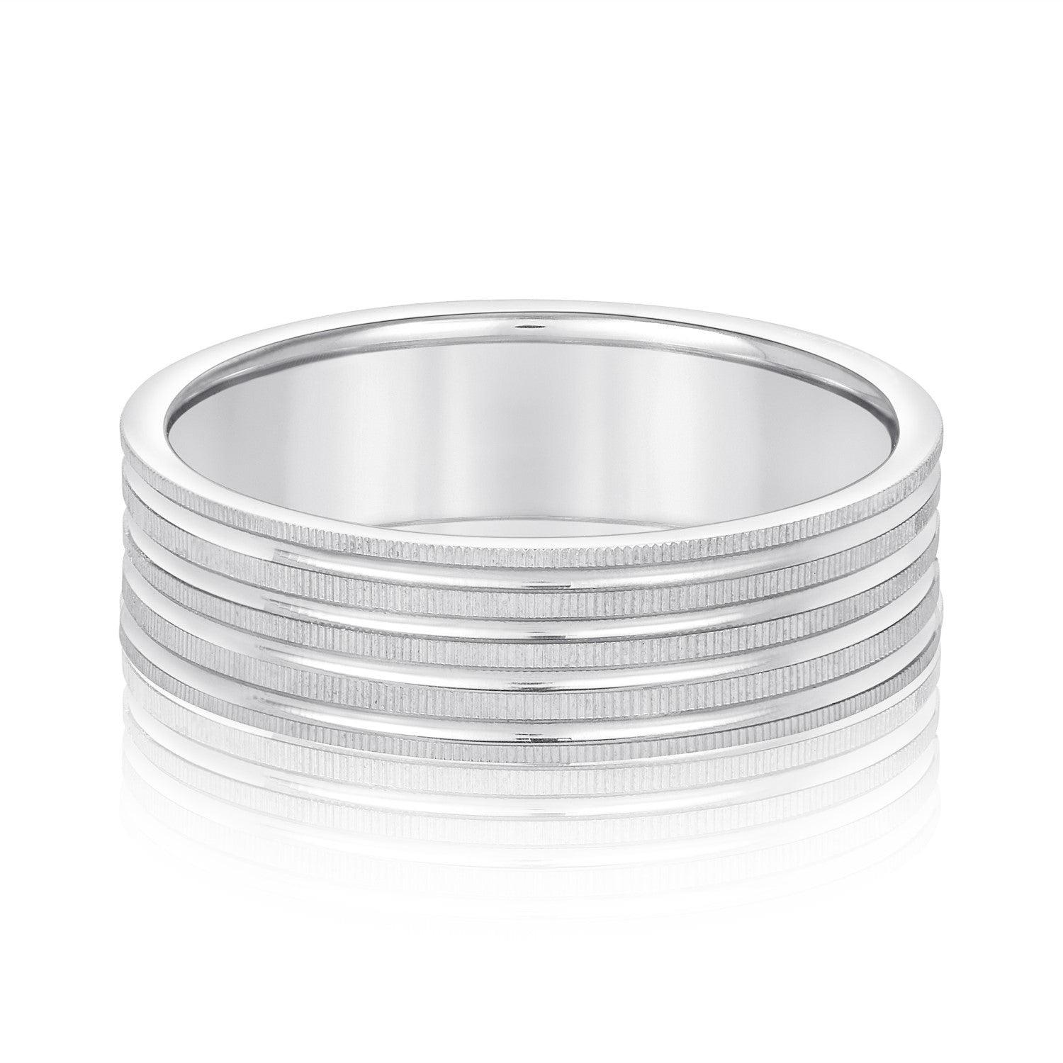 Men's Grooved Textured Wedding Band