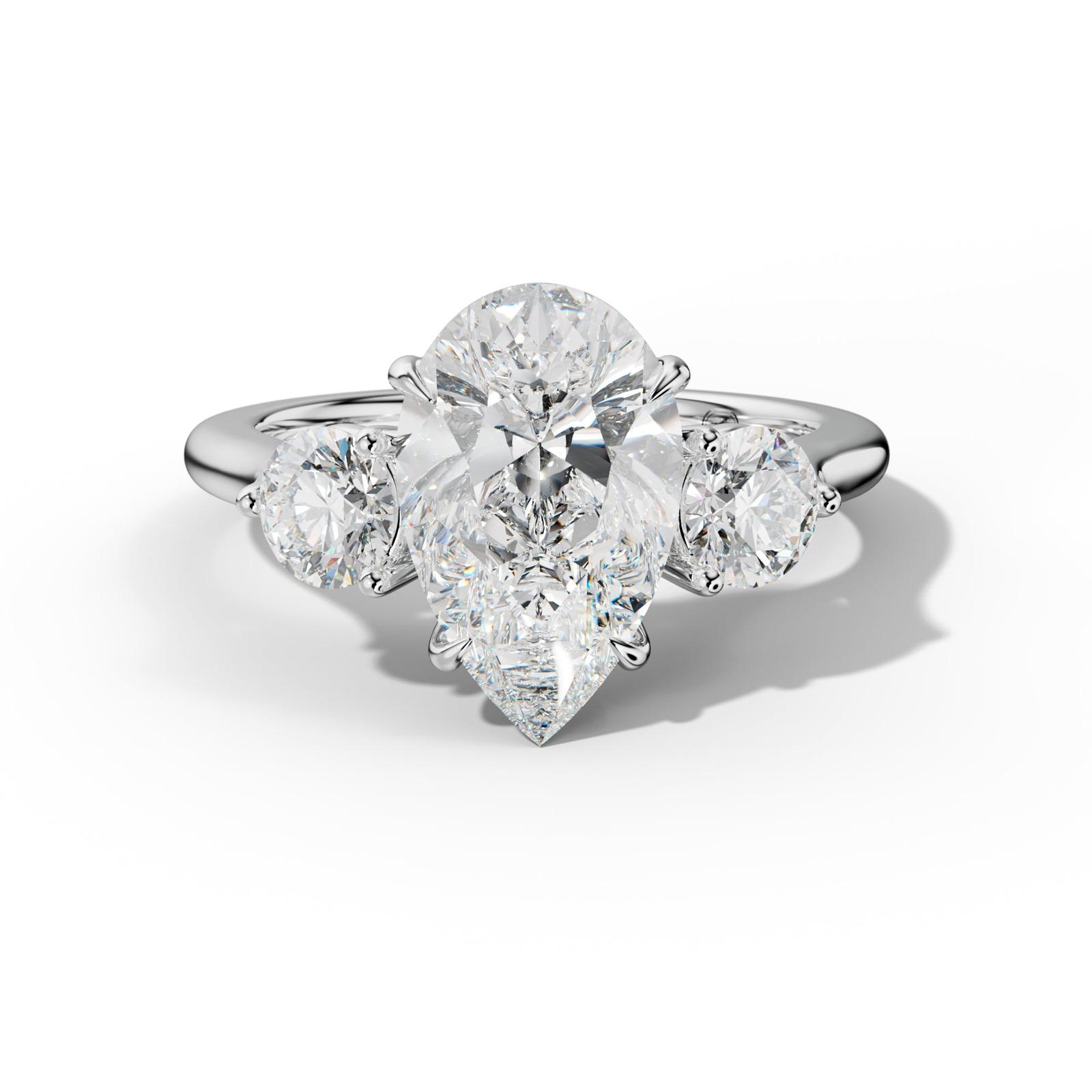 Elsa Pear Shape With Round Side Diamond Engagement Ring