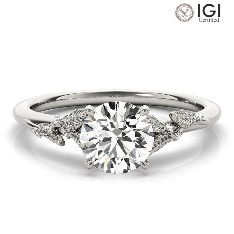 Laurel Round Lab Grown Diamond Solitaire Engagement Ring IGI Certified
