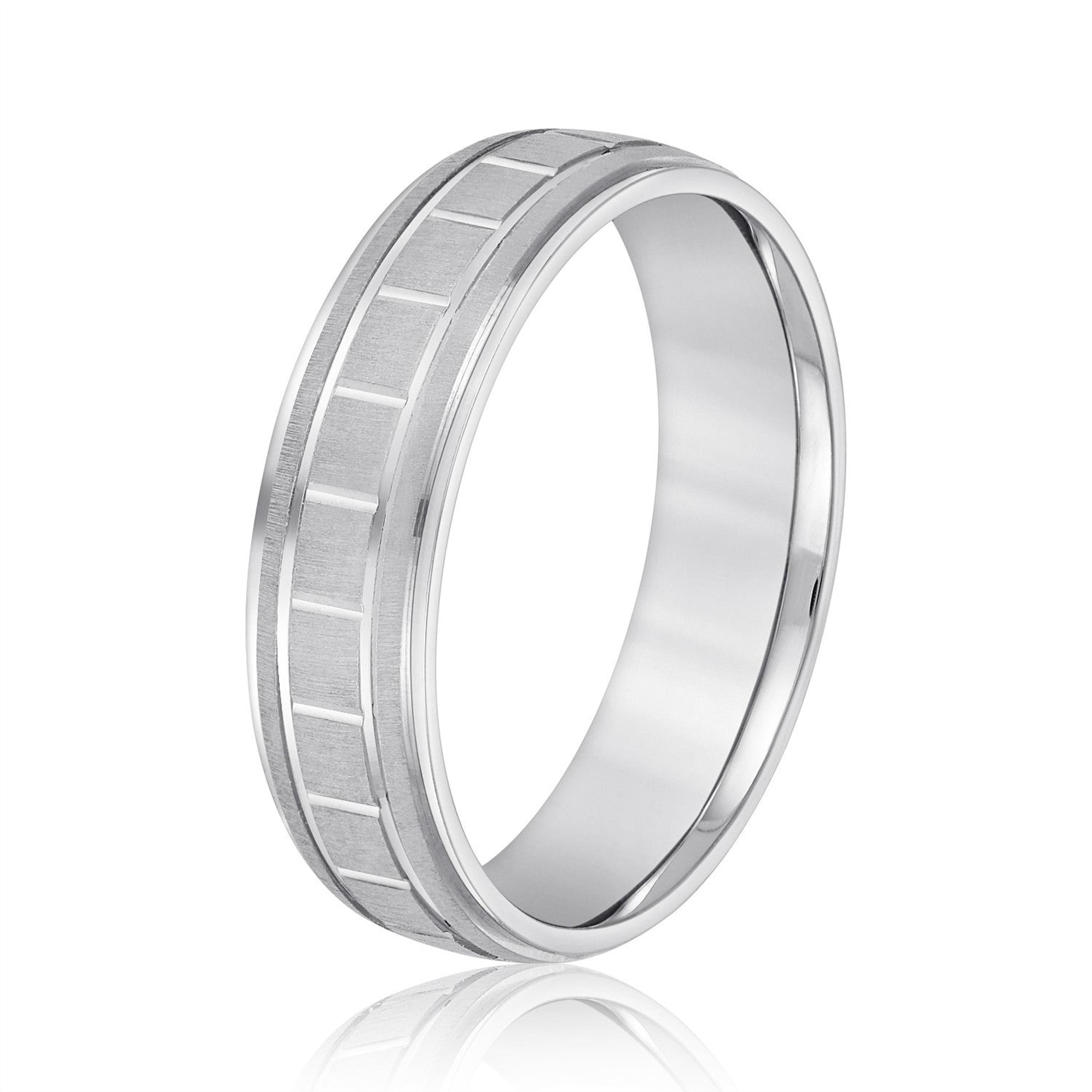 Men's Box-Patterned Brushed Wedding Band