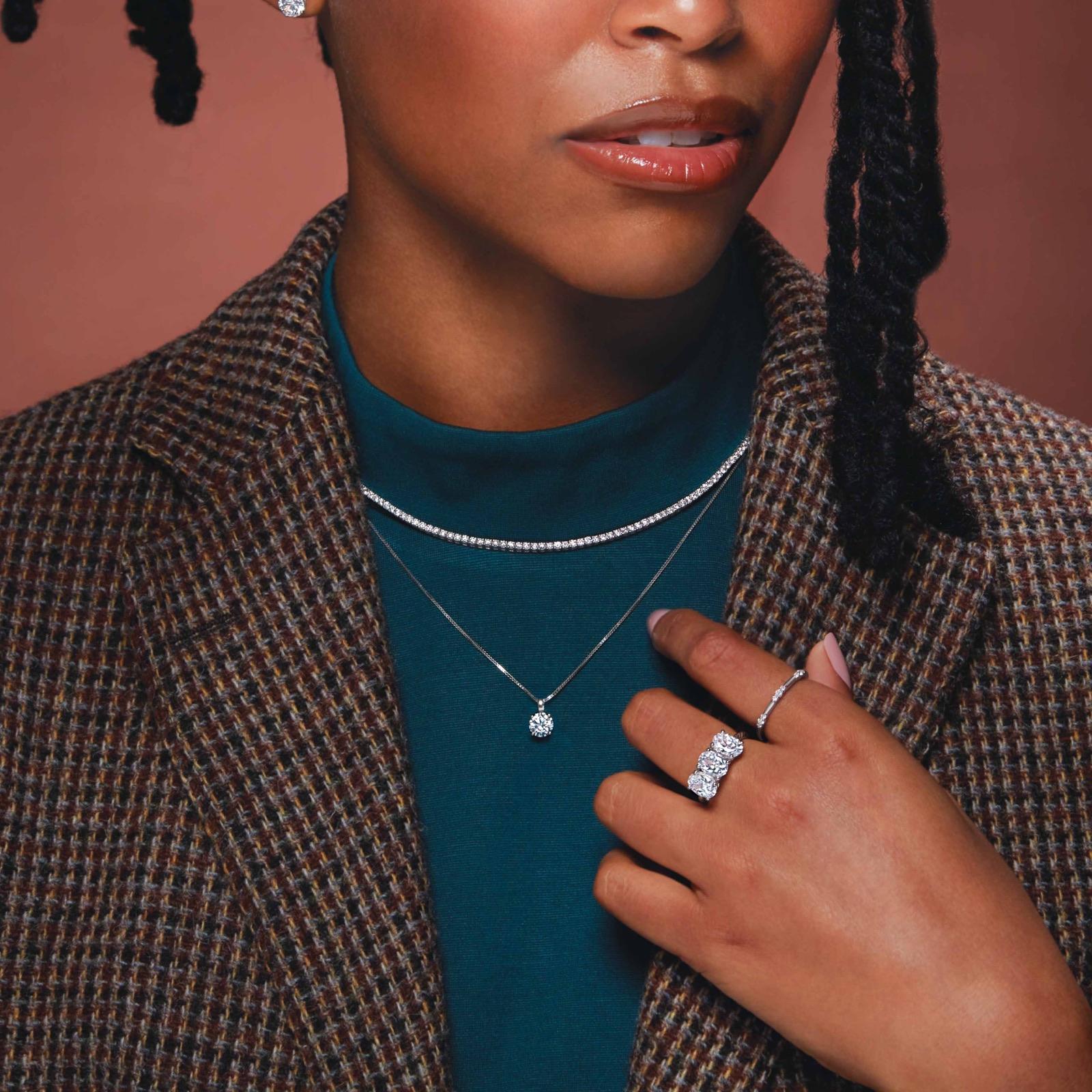 Four Prong Classic Diamond Tennis Necklace