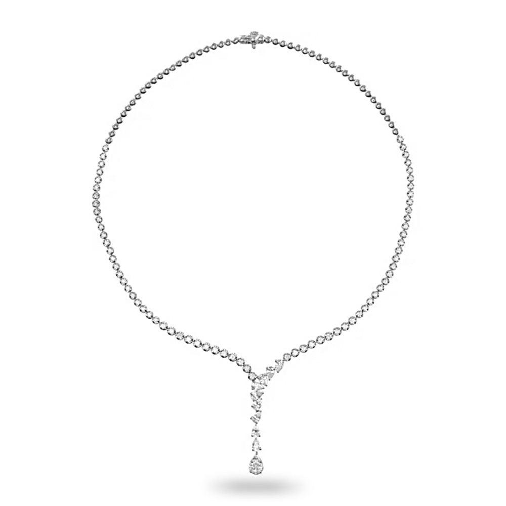 5.50 ct. Pear Shape Diamond Cluster-Tennis Necklace