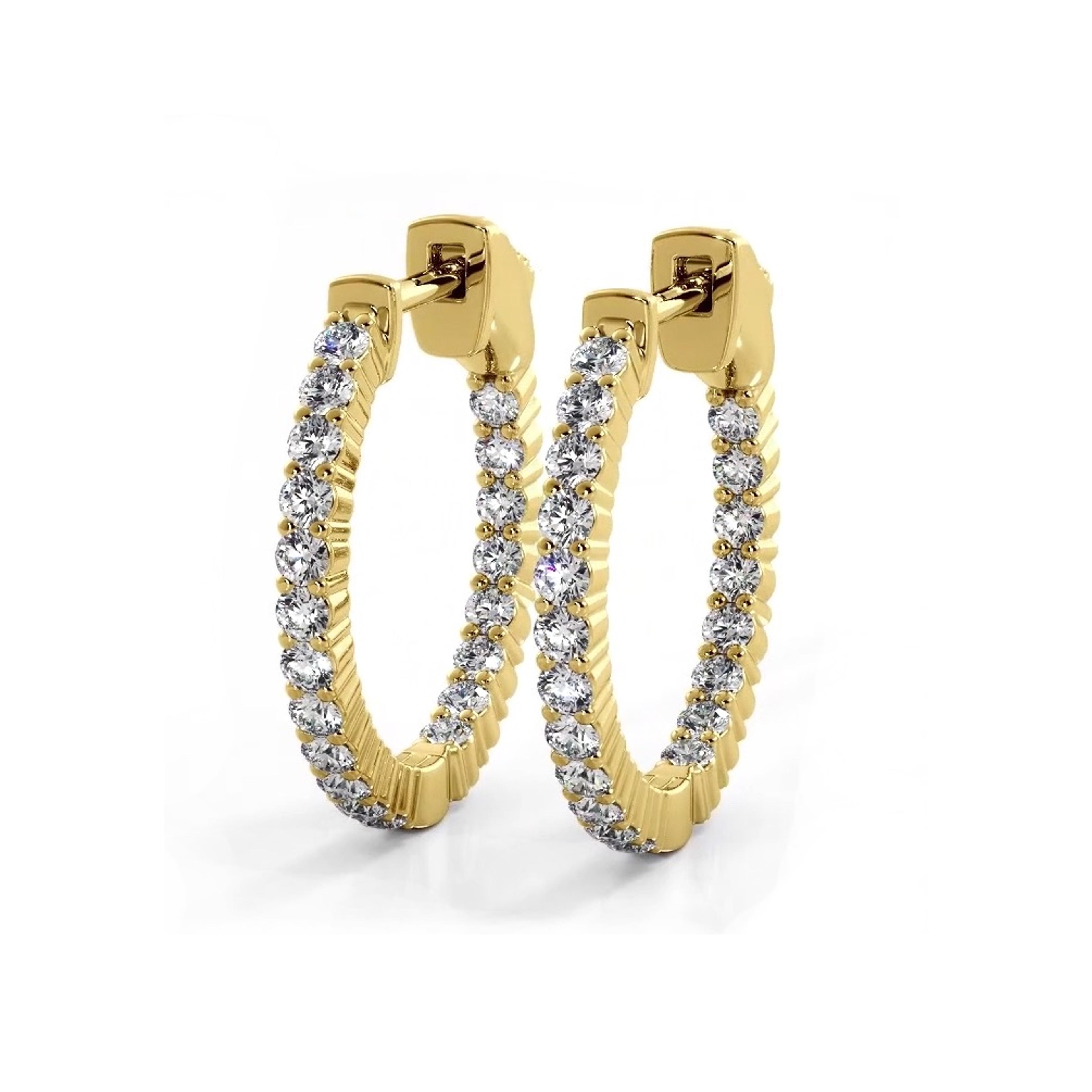 1.20 ctw. Single Row Classic Inside Out Diamond Petite Hoop Earrings
