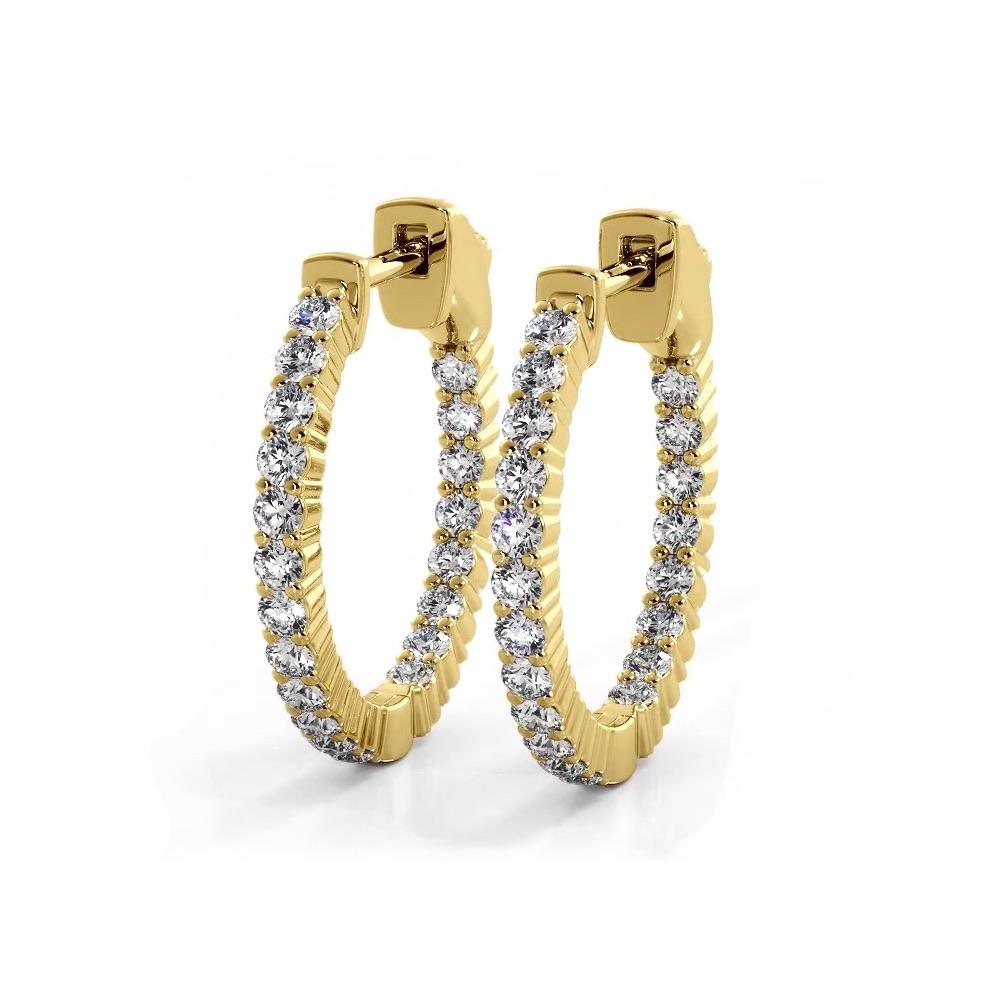 1.20 ctw. Single Row Classic Inside Out Diamond Petite Hoop Earrings