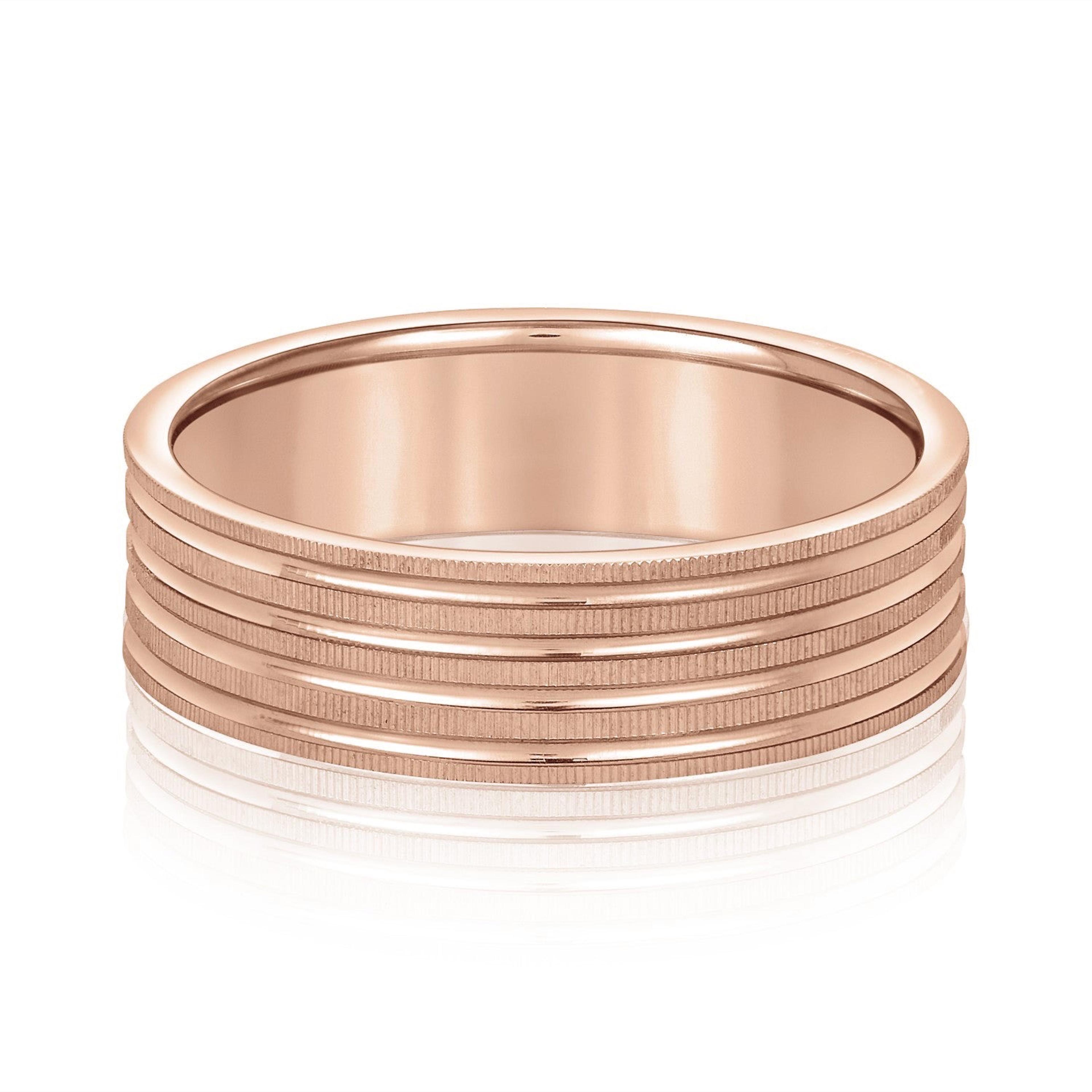 Men's Grooved Textured Wedding Band