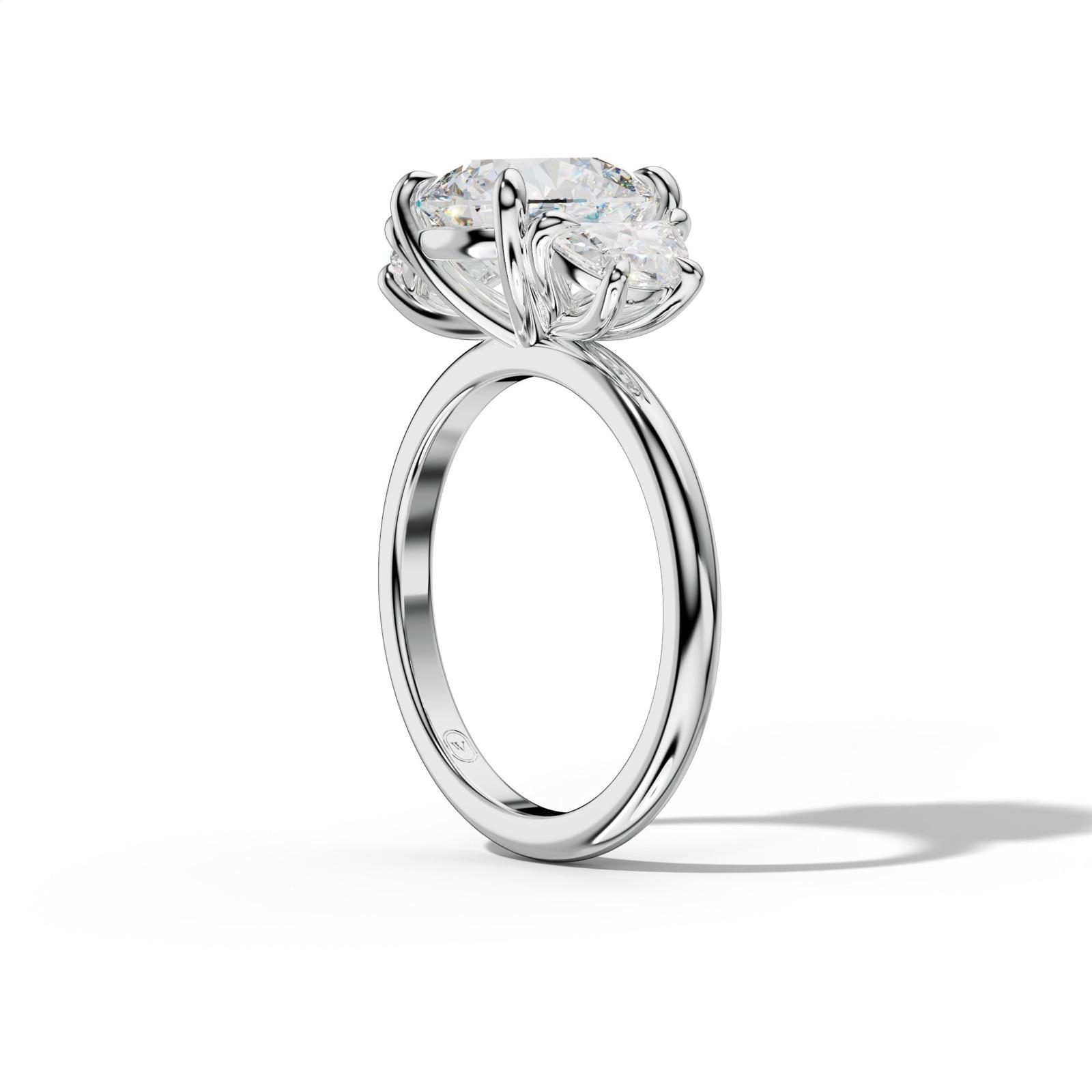 Itzel Round Half Moon Side Diamond Engagement Ring