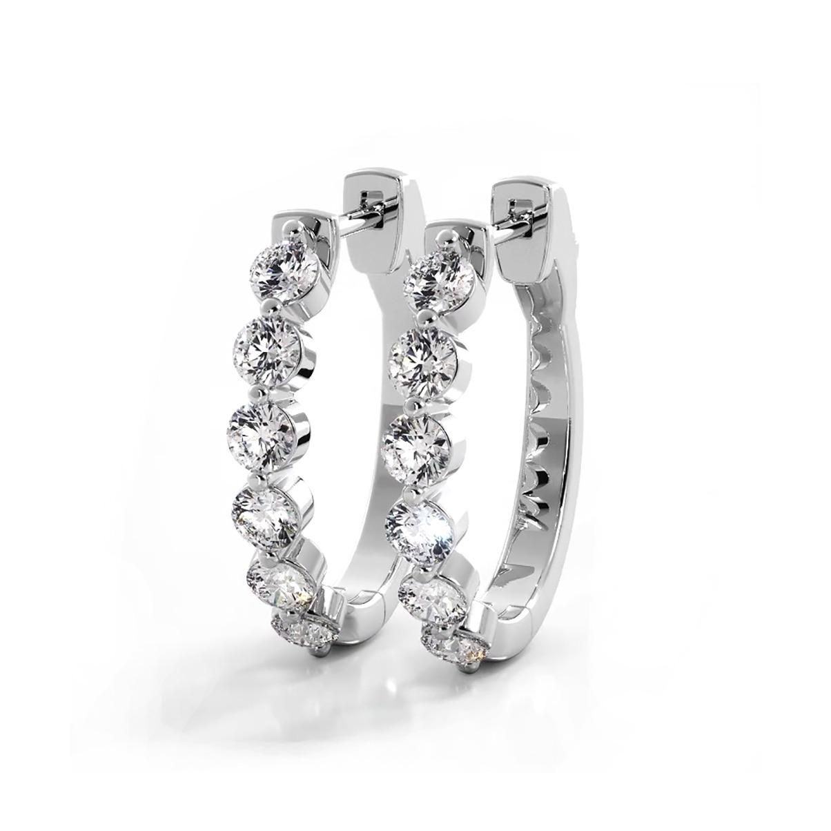 1.0 ctw. Floating Diamond Elegant Oval Hoop Earrings