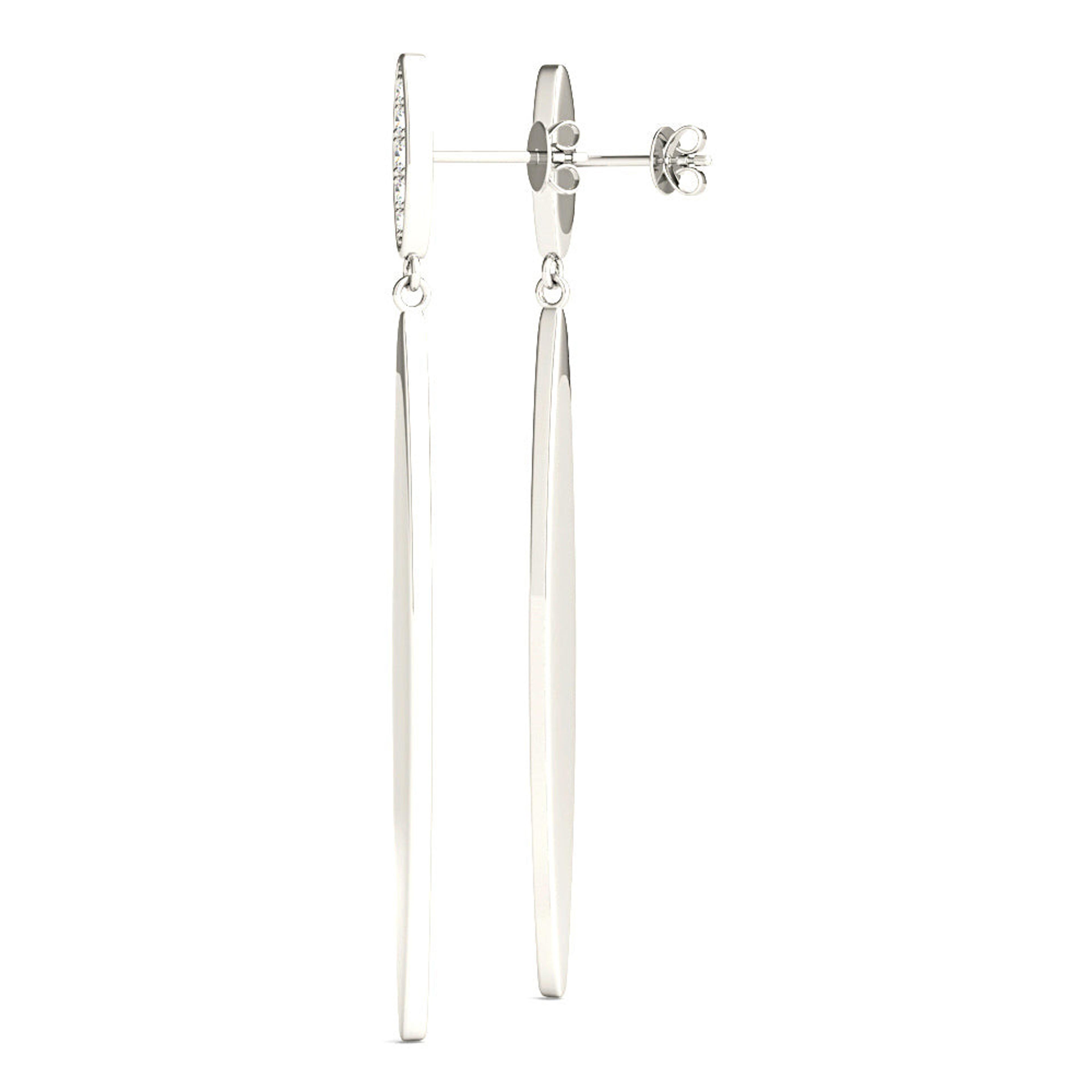 0.14 ctw Diamond Linear Drop Earrings-VIRABYANI