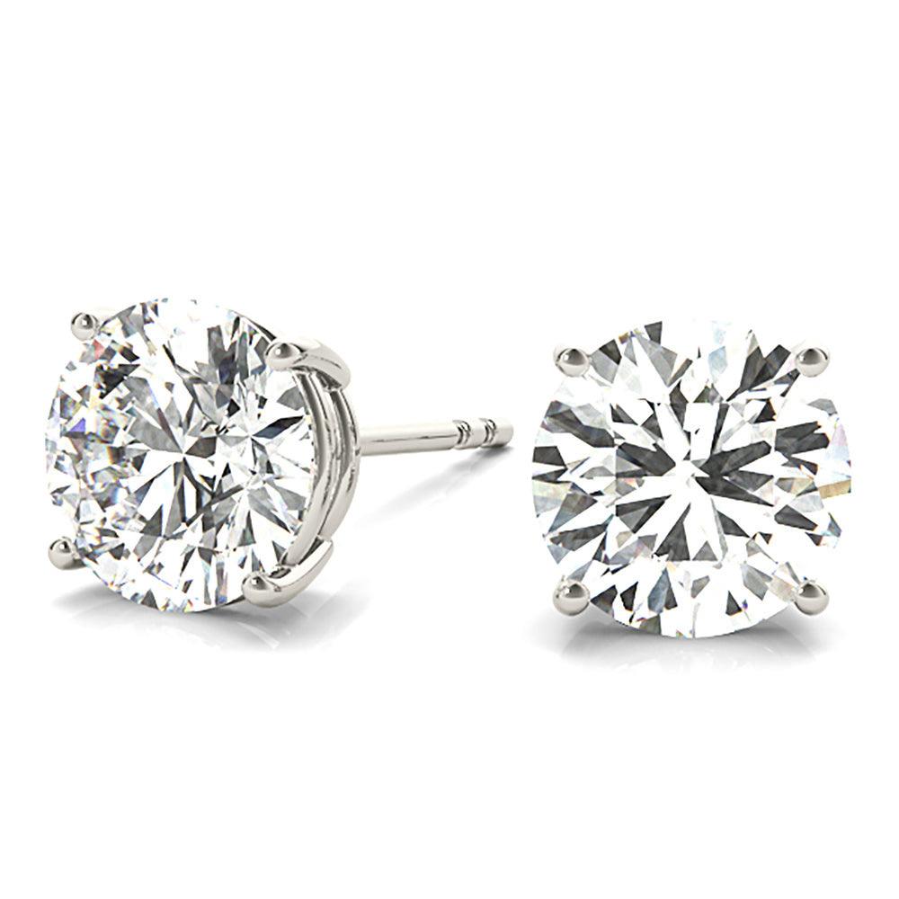 Four Prong Diamond Stud Earrings With Push Backing-VIRABYANI
