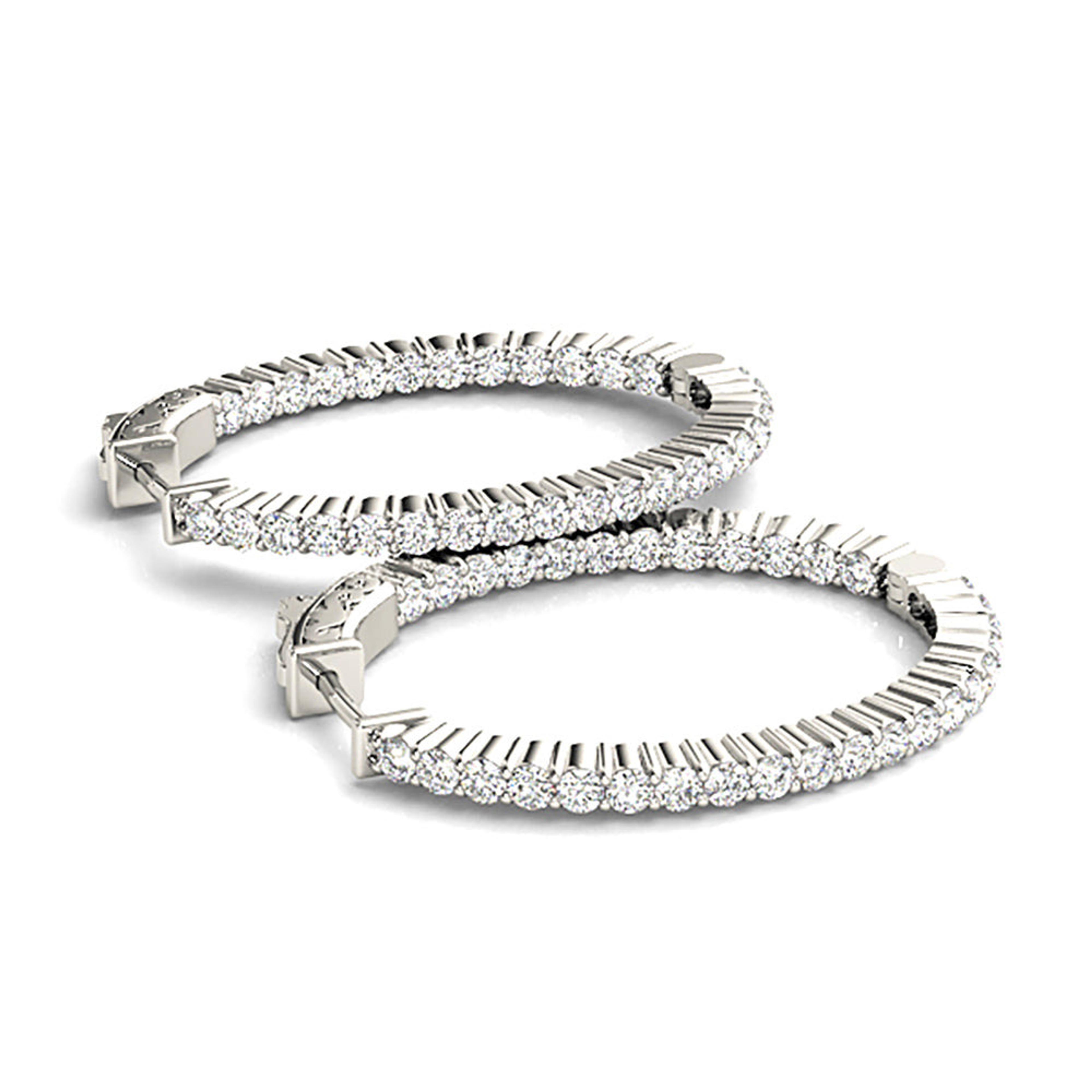 Classic Inside-Out 2.00 ctw Diamond Hoop Earrings Shared Prong