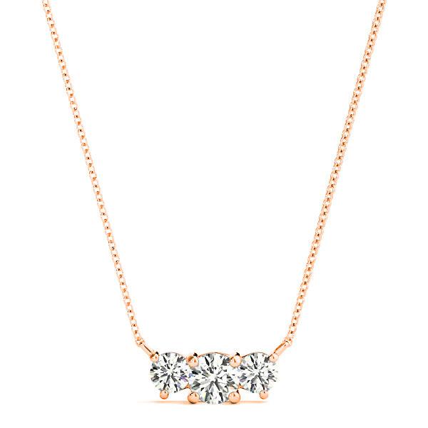 Horizontal 0.50 ctw Diamond Three Stone Necklace Pendant-VIRABYANI