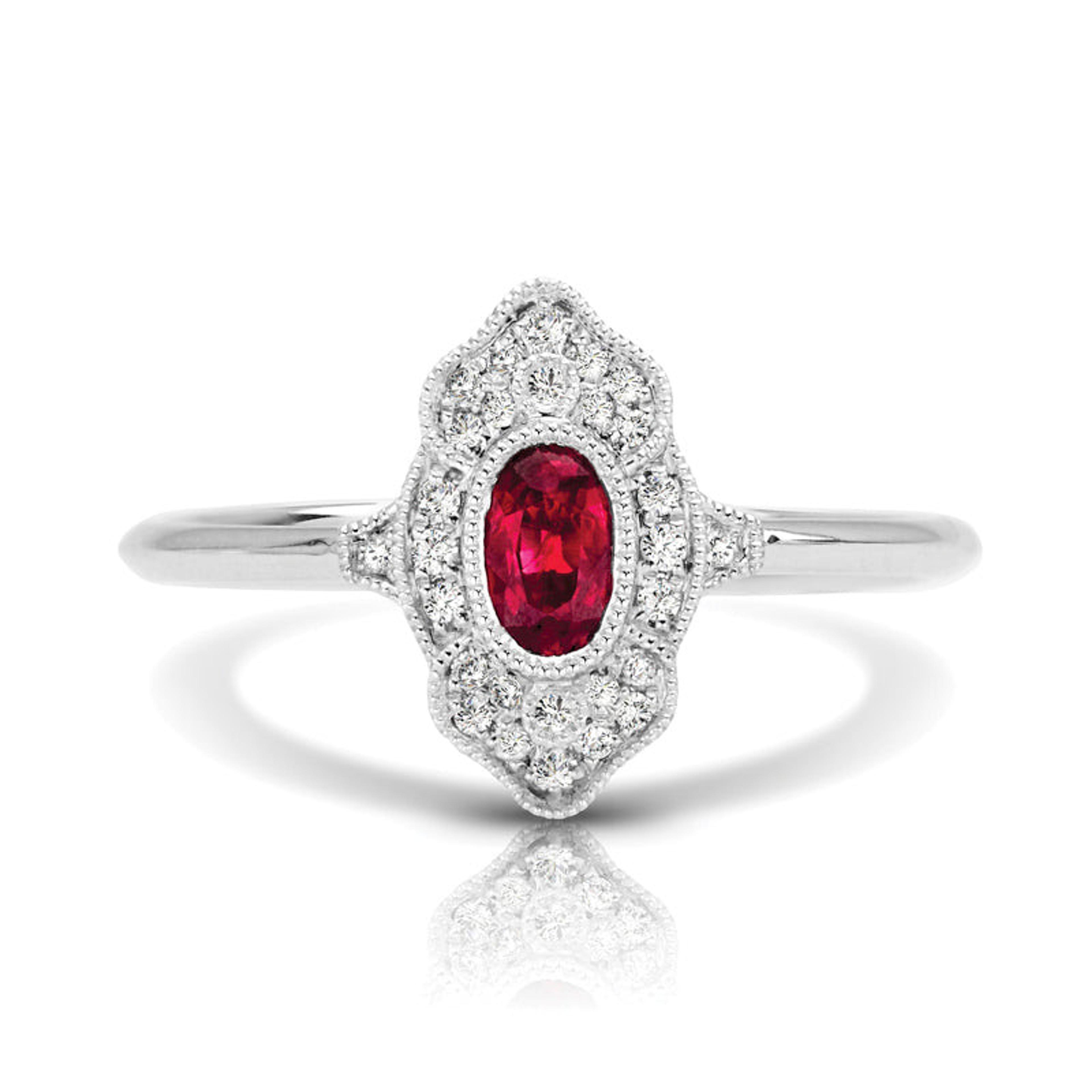 Vintage Inspired 0.35 ct. Natural Ruby Ring With Diamonds