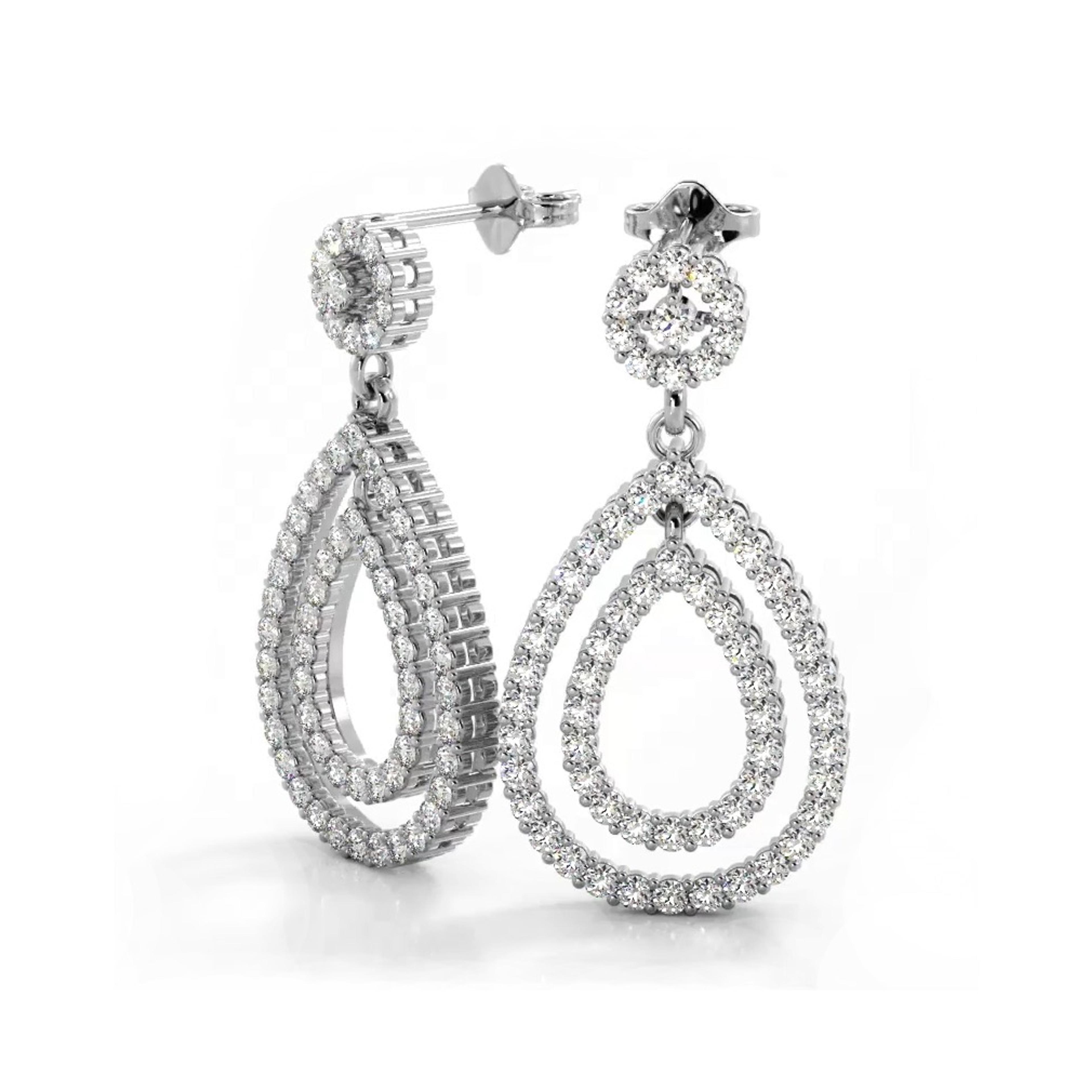 1.0 ctw. Diamond Double Teardrop Dangle Earrings
