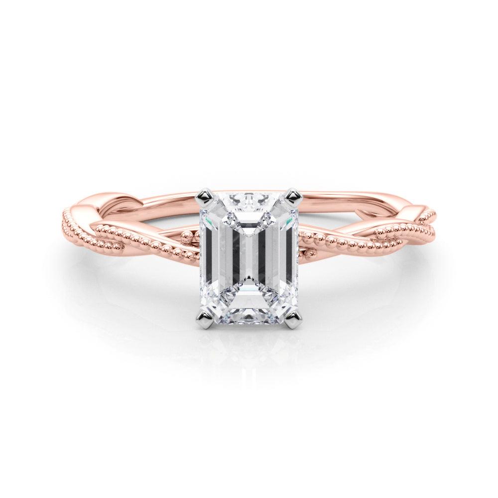 Anastasia Twisted Vine Emerald Diamond Solitaire Engagement Ring