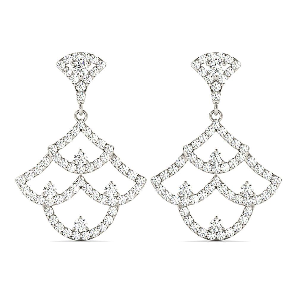1.00 ctw Diamond Drop Earrings Modern Cocktail Style-VIRABYANI