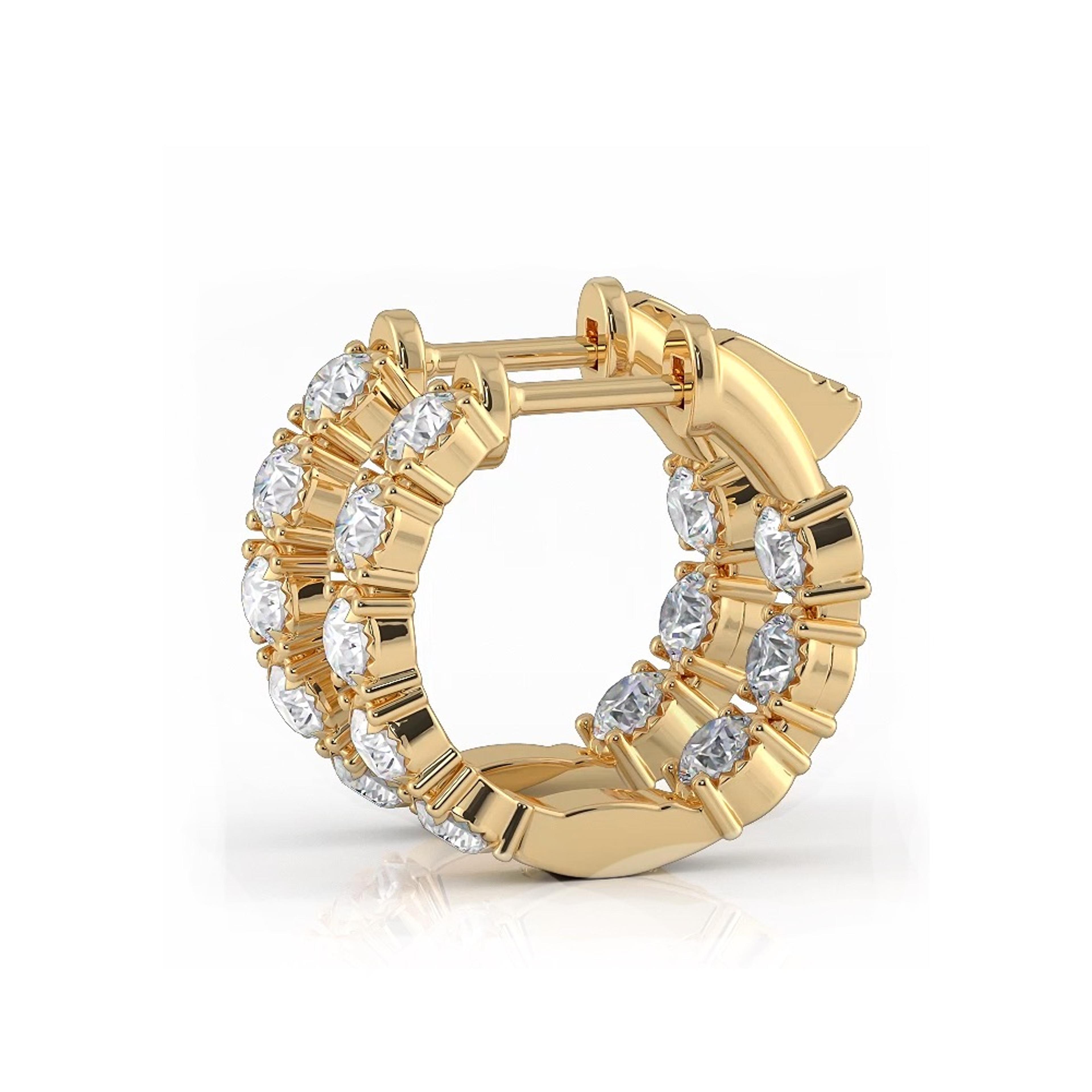1.0 ctw. Diamond Hoop Earrings Crown Style Setting