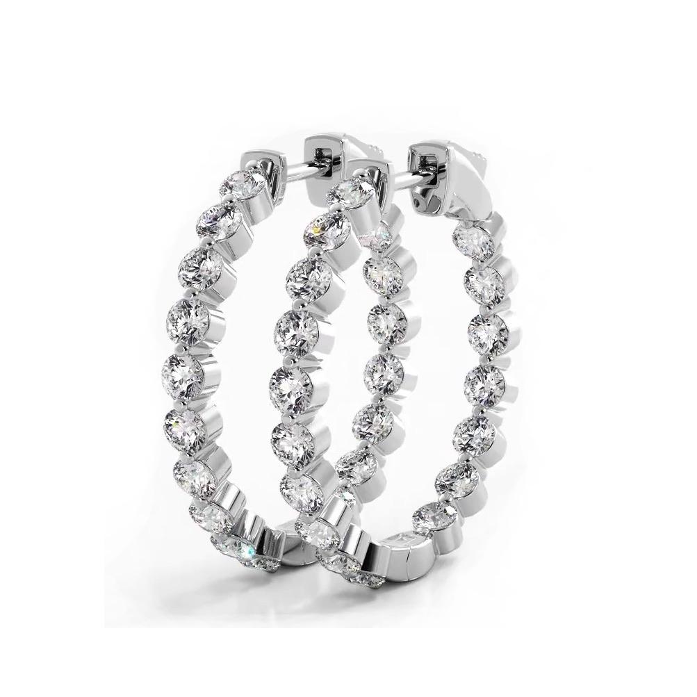 1.50 ctw. Floating Round Diamond Small Hoop Earrings