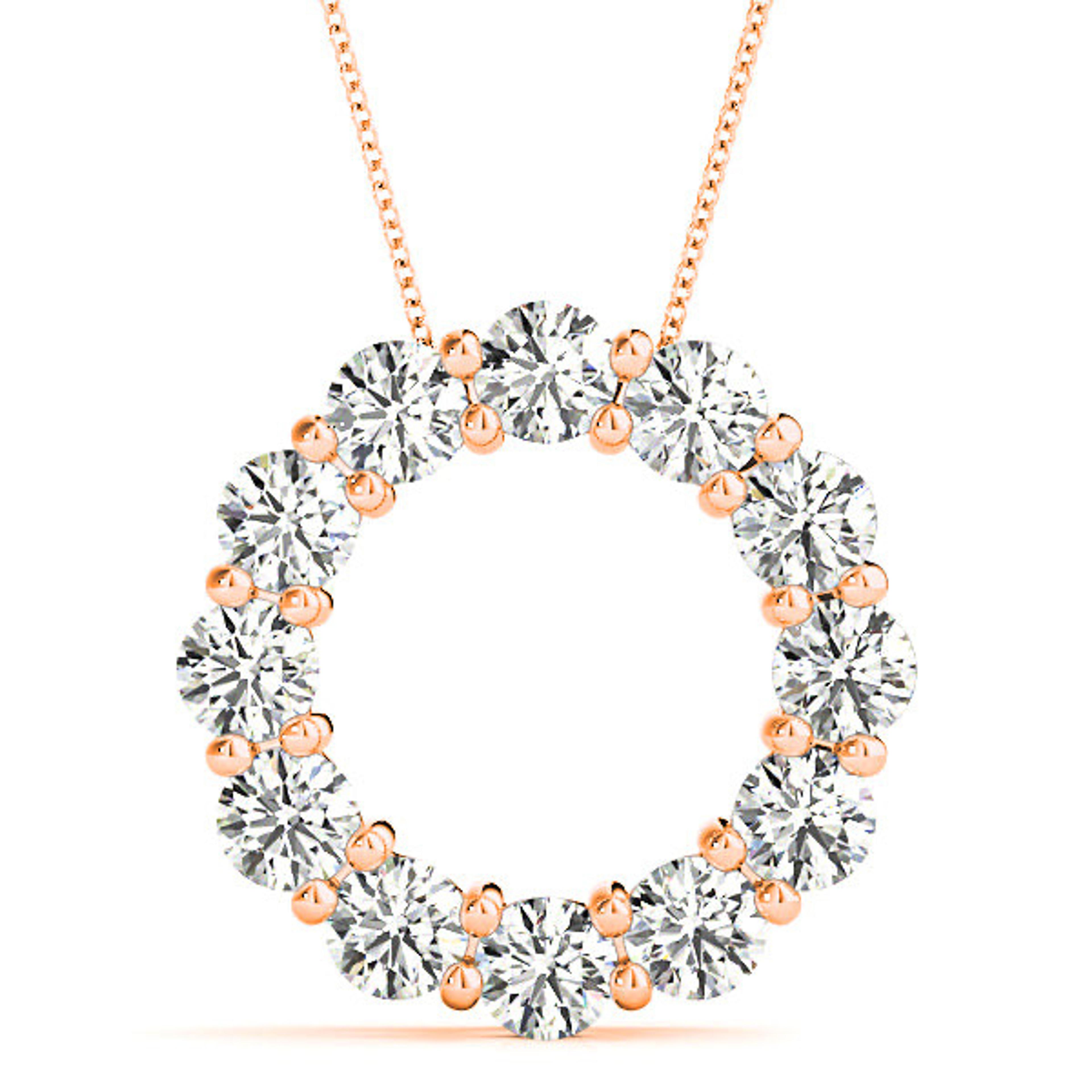3.0 ctw Diamond Circle Necklace Pendant Shared Prong Set-VIRABYANI
