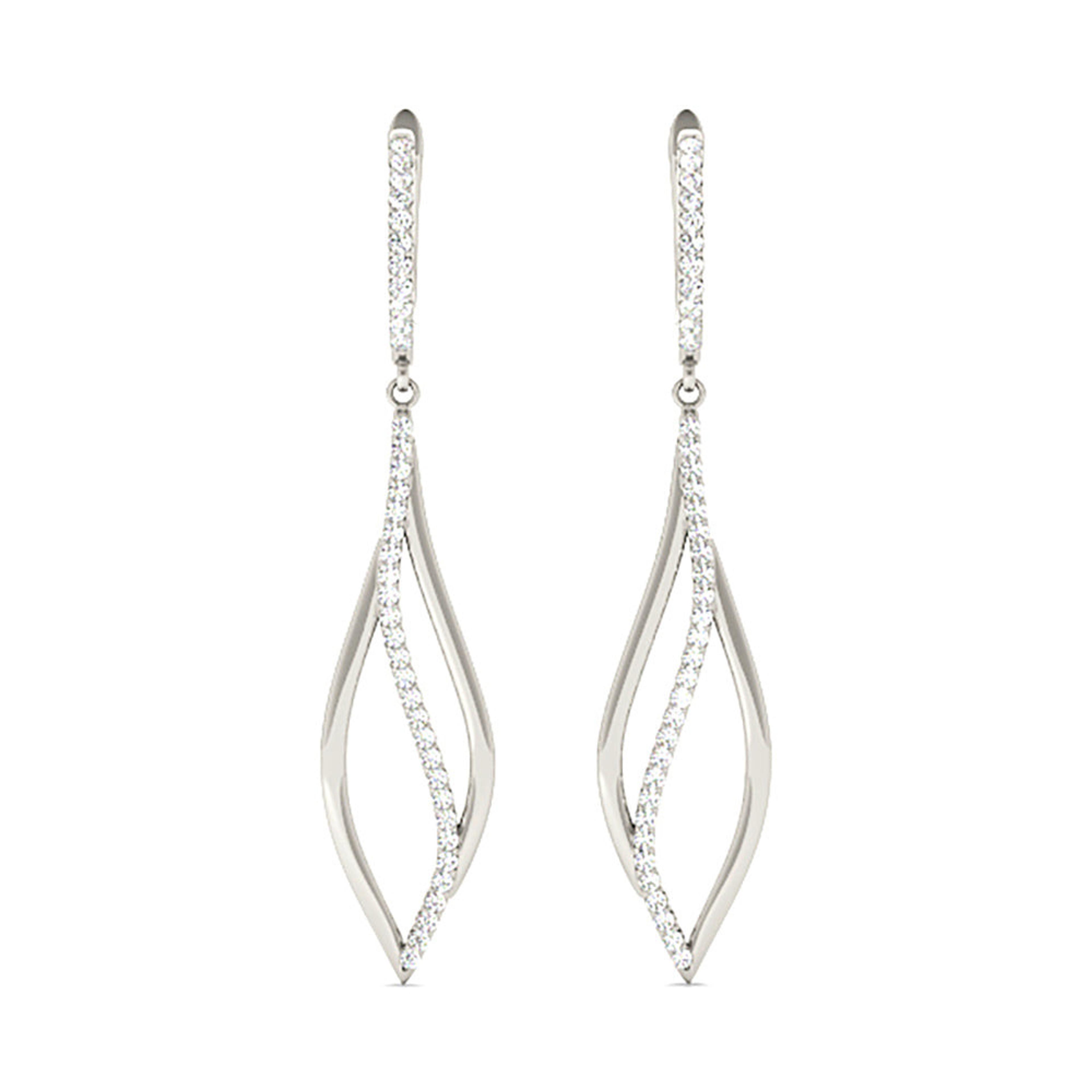 0.40 ctw Diamond Tear Drop Earrings Cocktail Style-VIRABYANI
