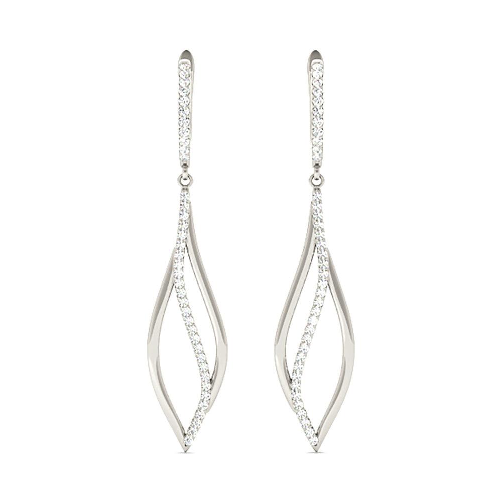 0.40 ctw Diamond Tear Drop Earrings Cocktail Style-VIRABYANI