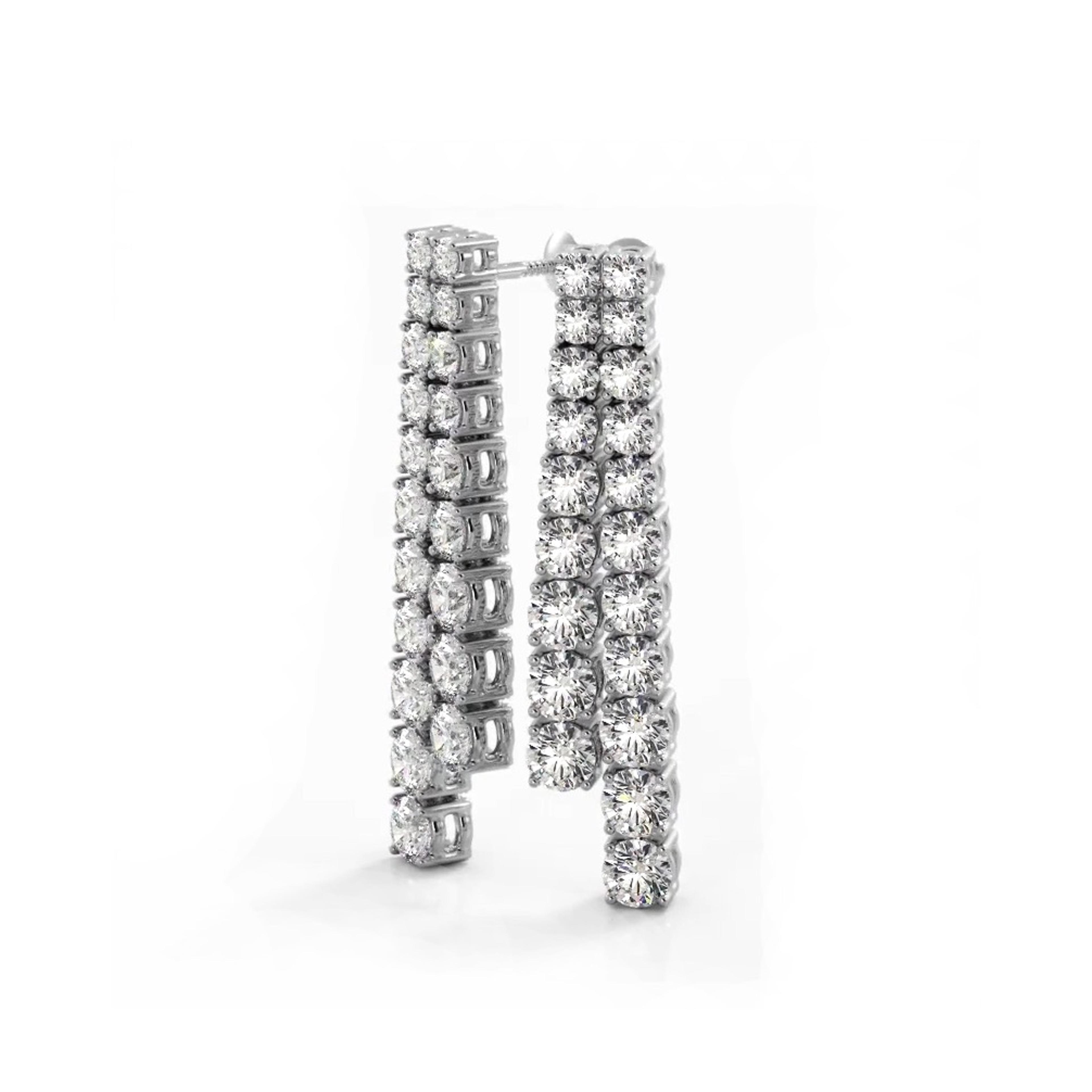 2.50 ctw. Graduated Round Diamond Two Row Drop Earrings