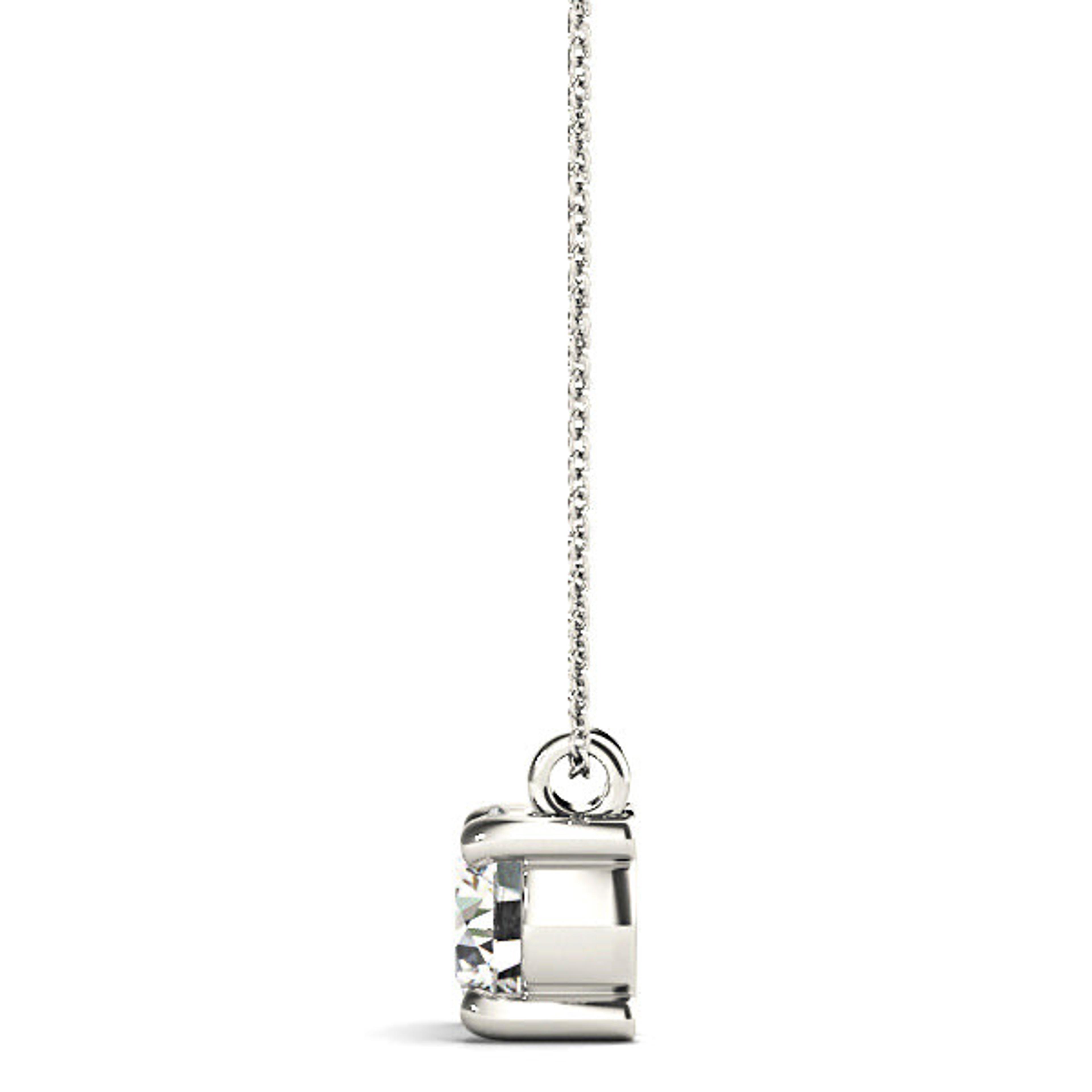 Four Prong Round Diamond Solitaire Necklace Pendant-VIRABYANI