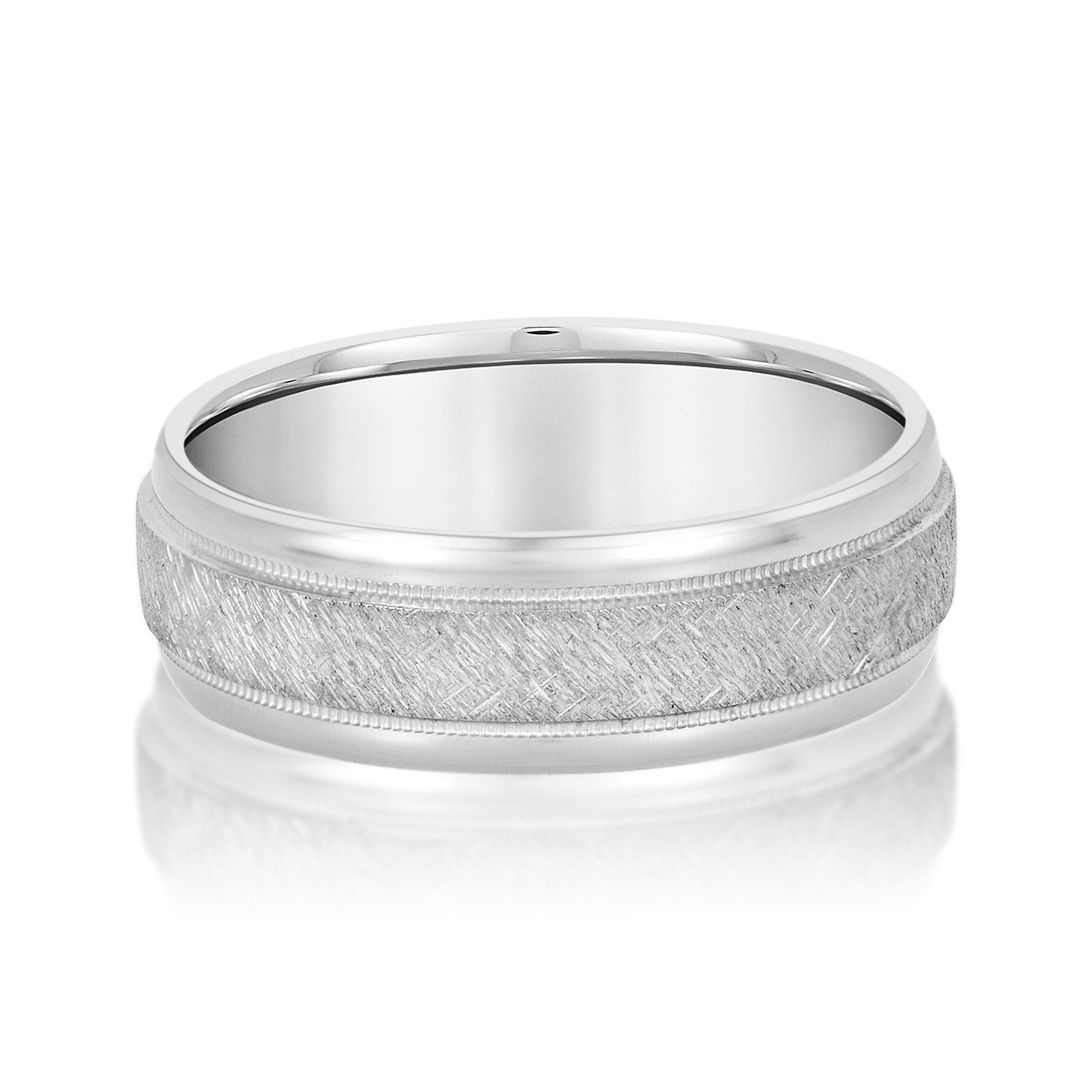 Men's Scratch-Finish Milgrain Wedding Band