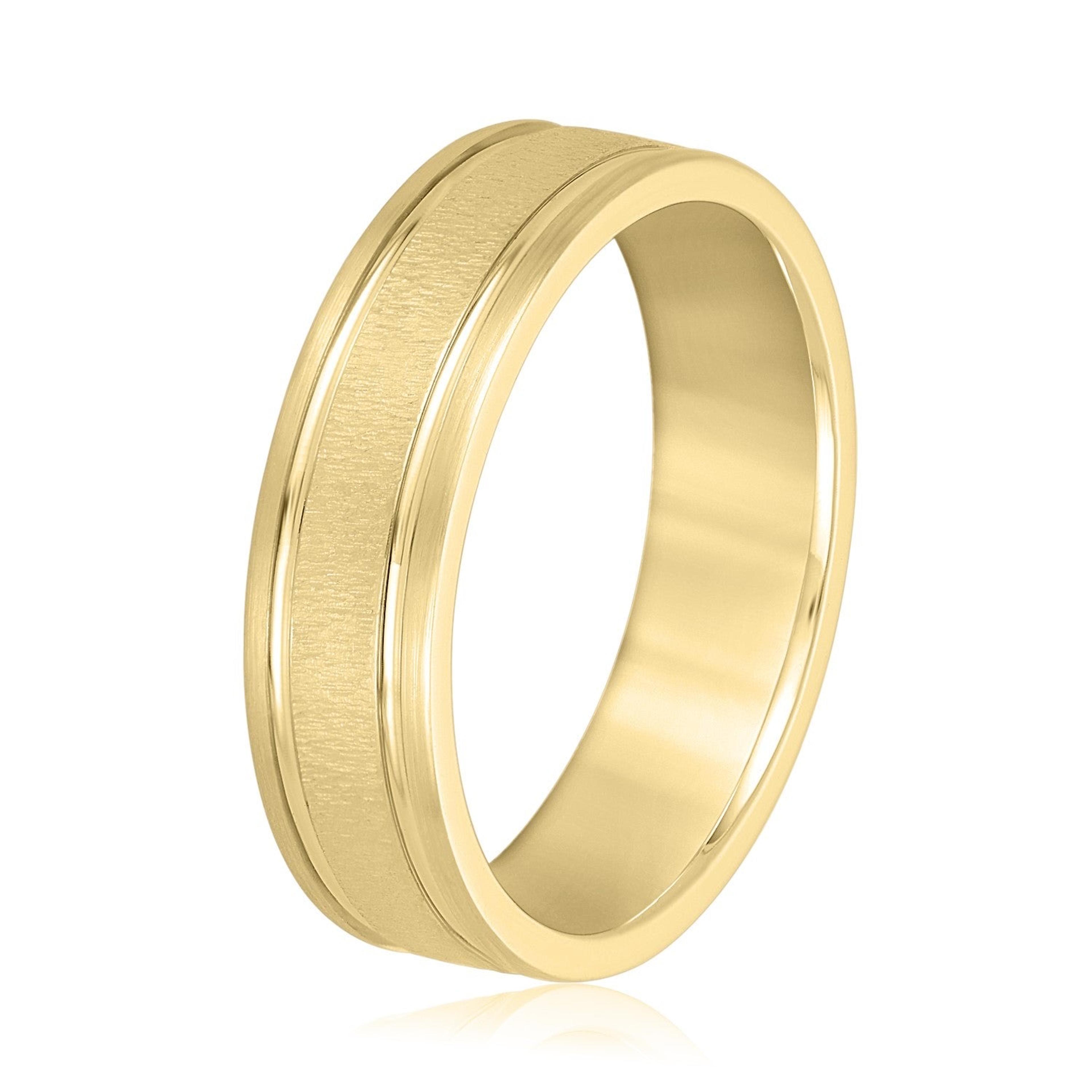 Men's Textured Inlay and Double Groove Style Band