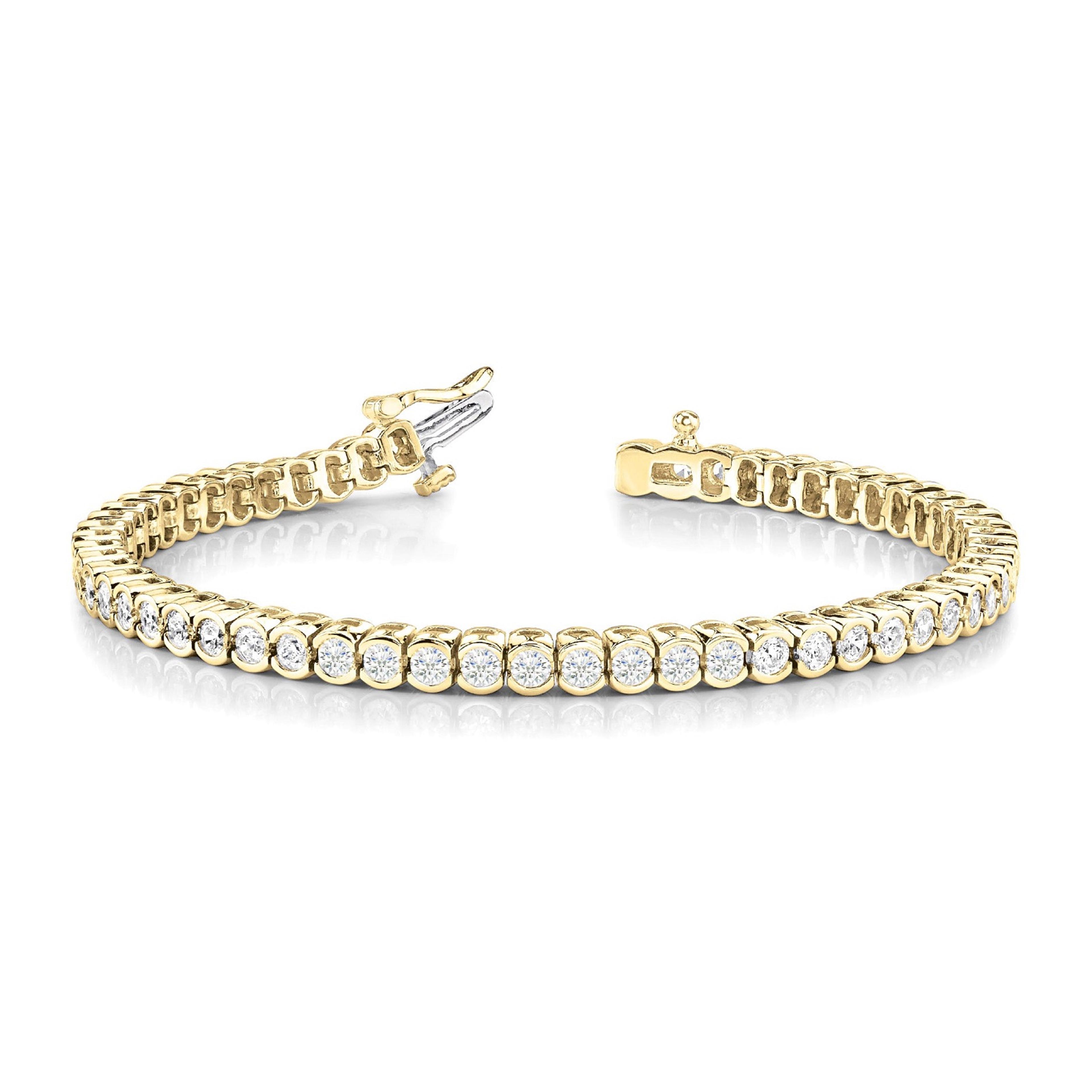 4.00 ctw Round Diamond Bezel Set Tennis Bracelet-VIRABYANI