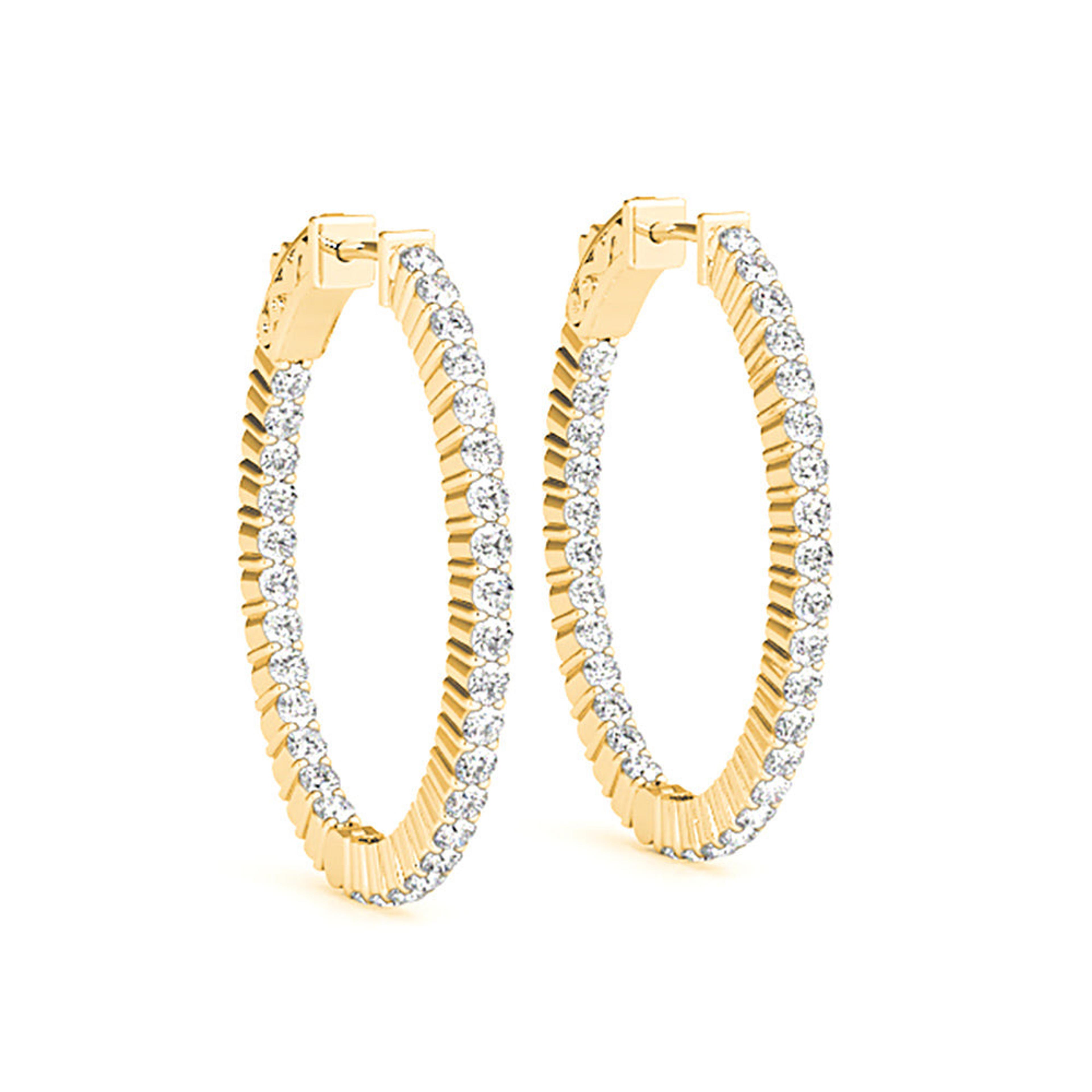Classic Inside-Out 2.00 ctw Diamond Hoop Earrings Shared Prong