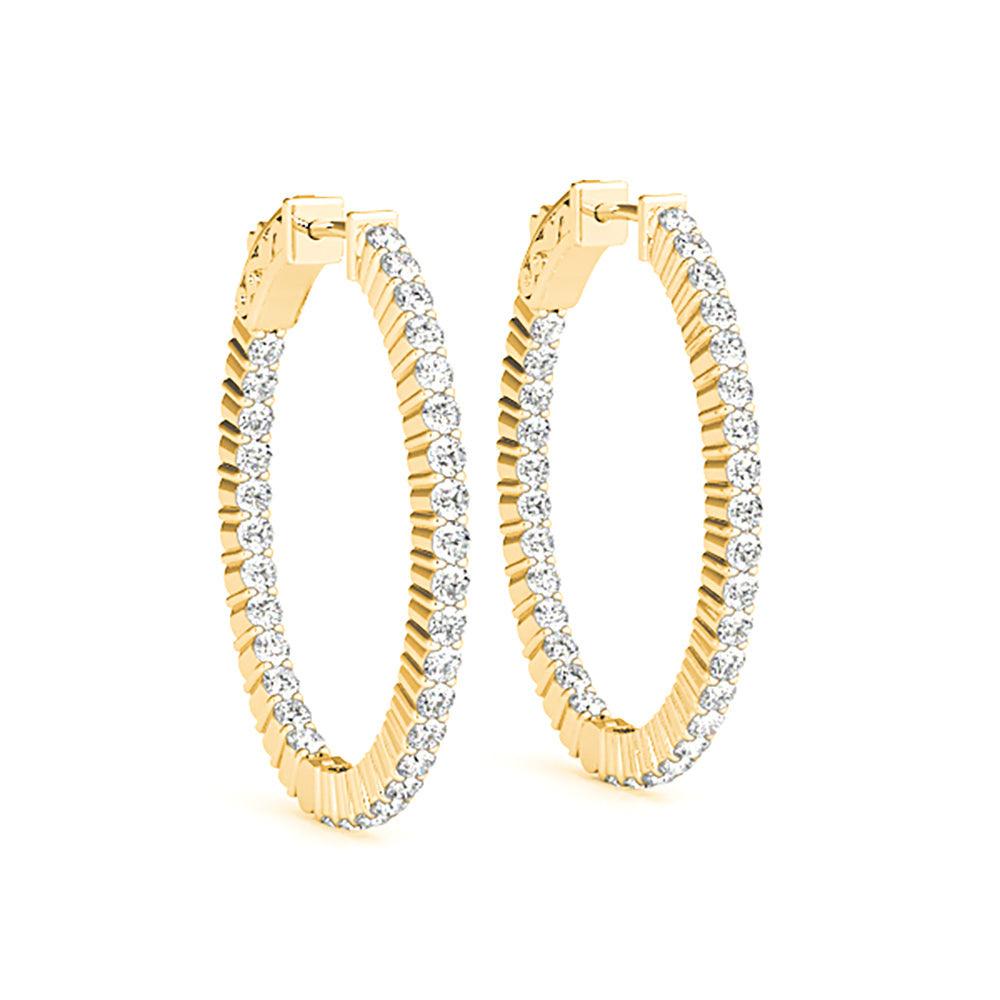 Classic Inside-Out 2.00 ctw Diamond Hoop Earrings Shared Prong
