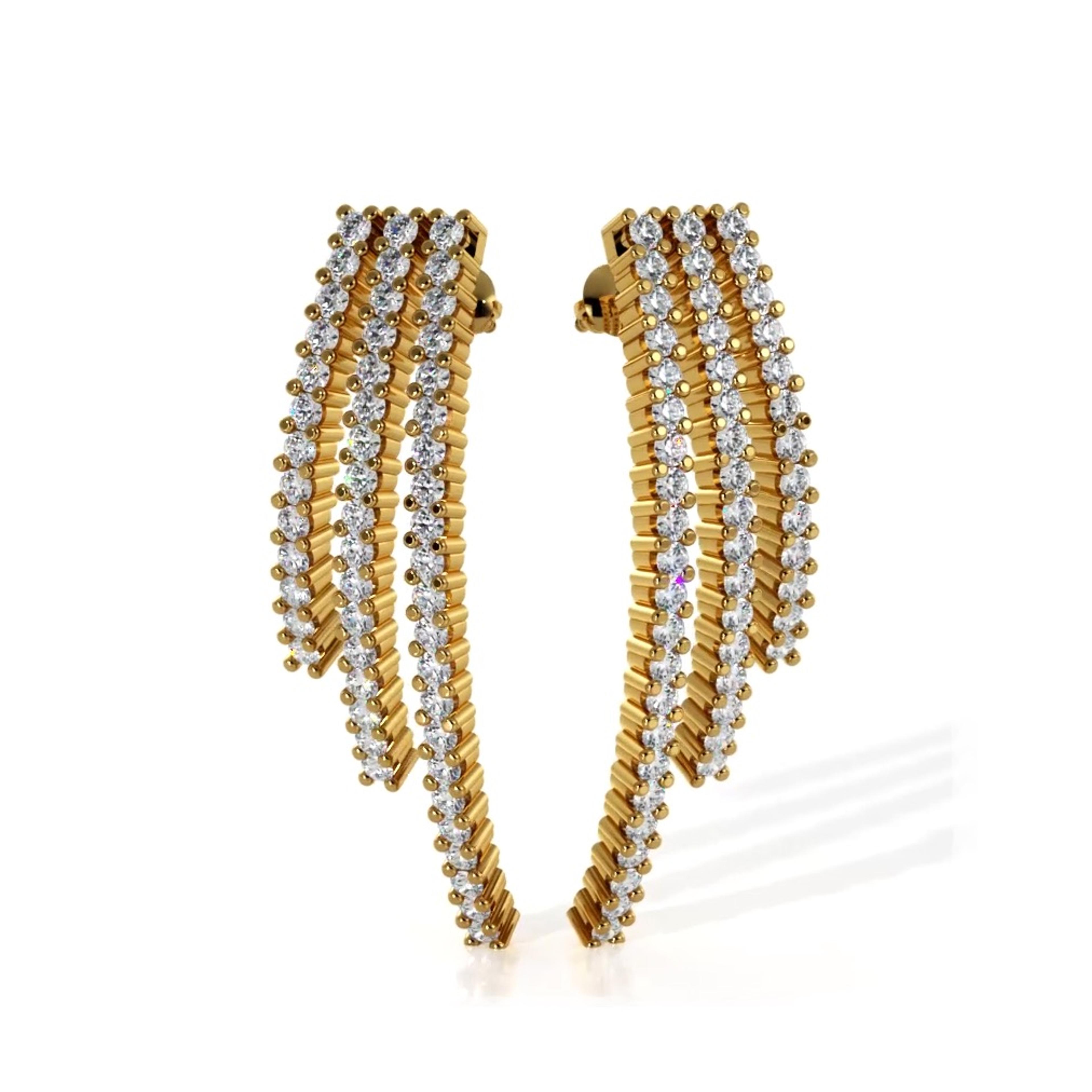 2.0 ctw. Triple Strand Diamond Drop Earrings